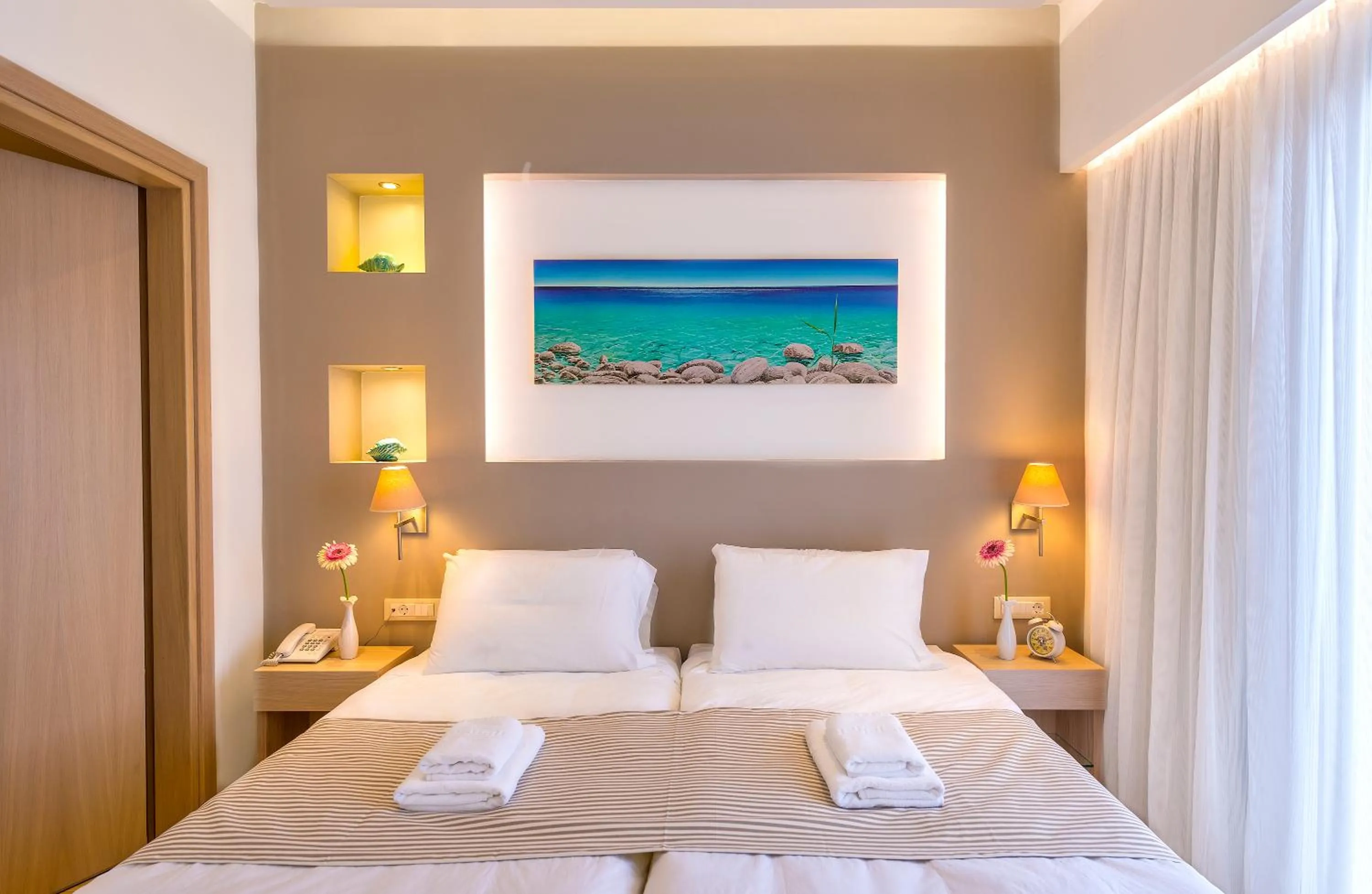 Bed in Leonidas Hotel & Apartments