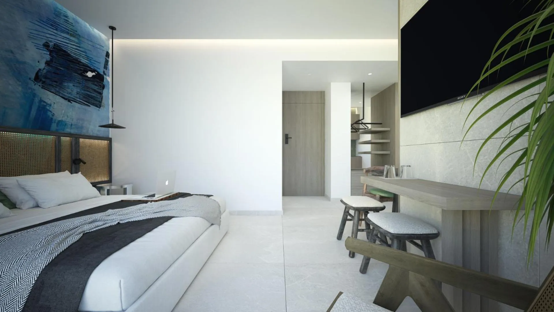 Bed in Leonidas Hotel & Apartments