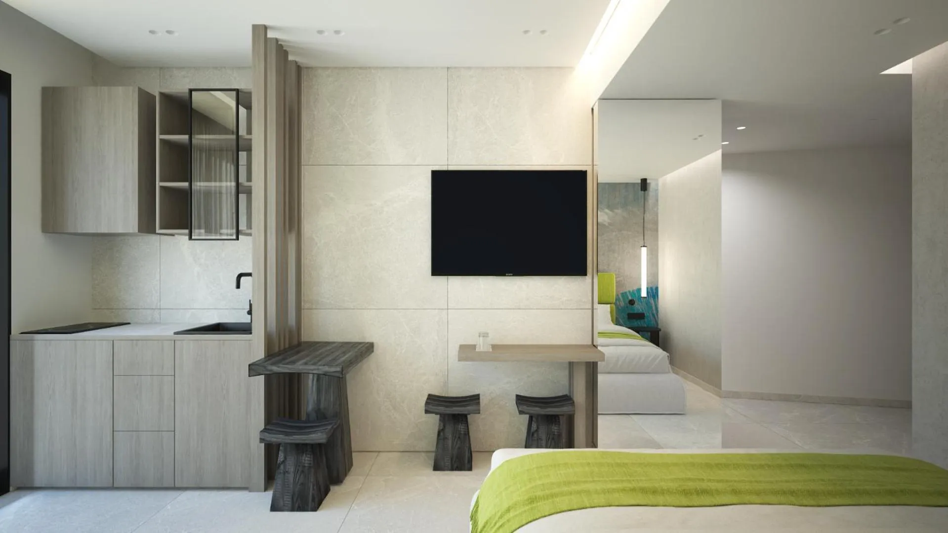 Bed in Leonidas Hotel & Apartments