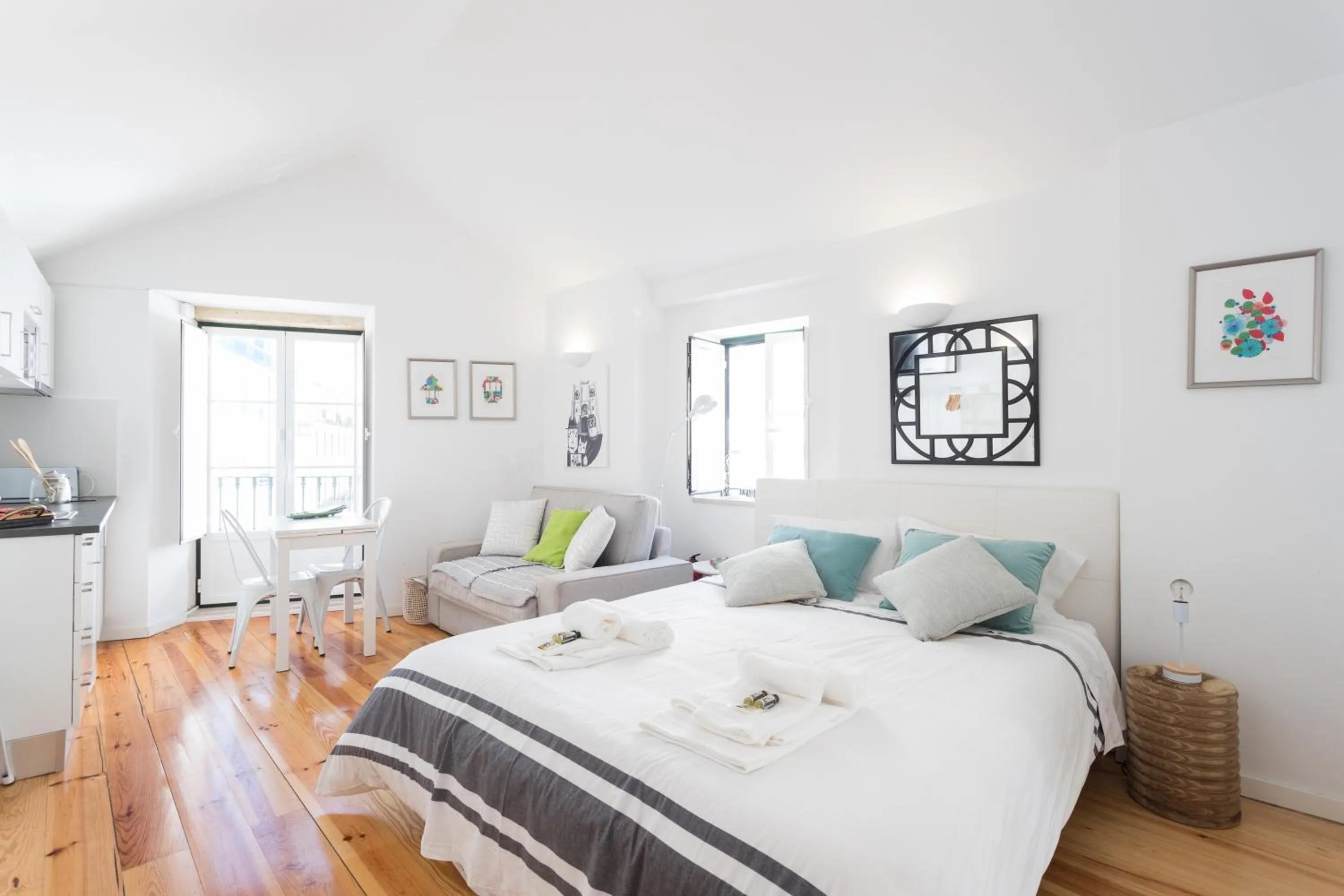 Living room, Bed in Apartments Center Alfama