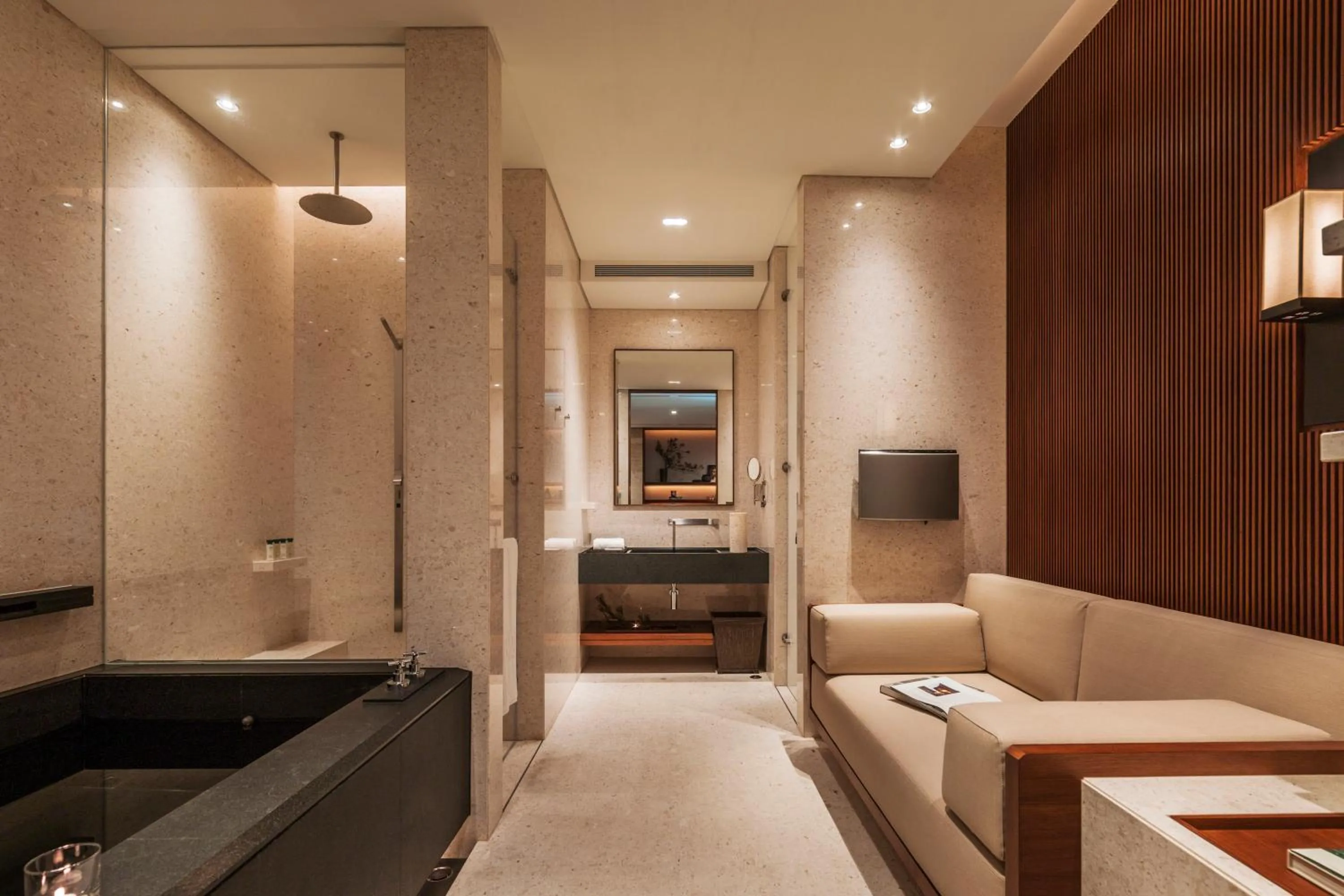 Bathroom, Bed in Villa 32 (Guests must be 16+)