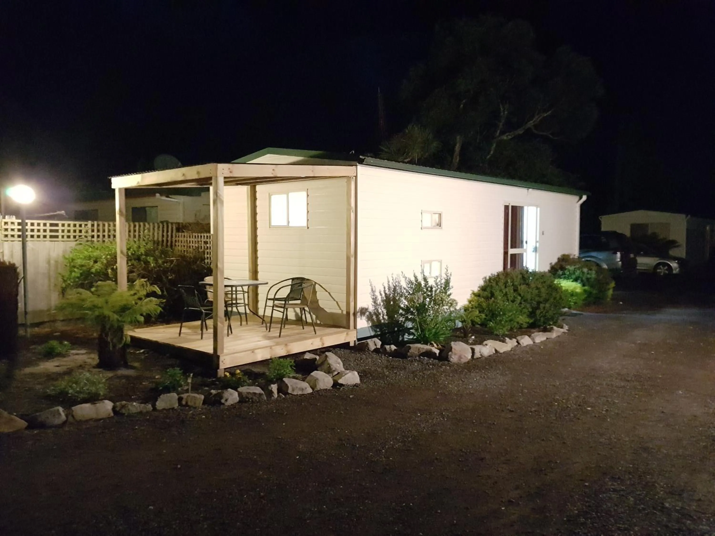 Patio in Strahan Retreat Holiday Park