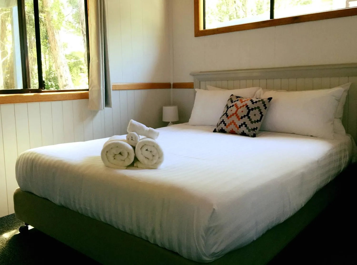 Bed in Strahan Retreat Holiday Park