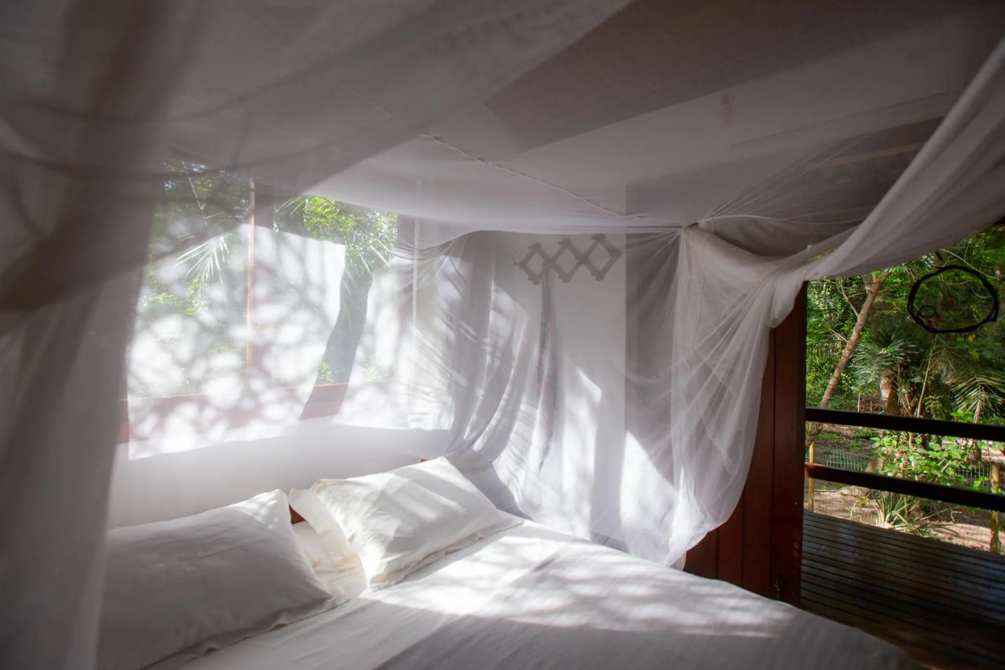 Bed in Recanto dos Pássaros Zen Apartamentos em meio de Natureza