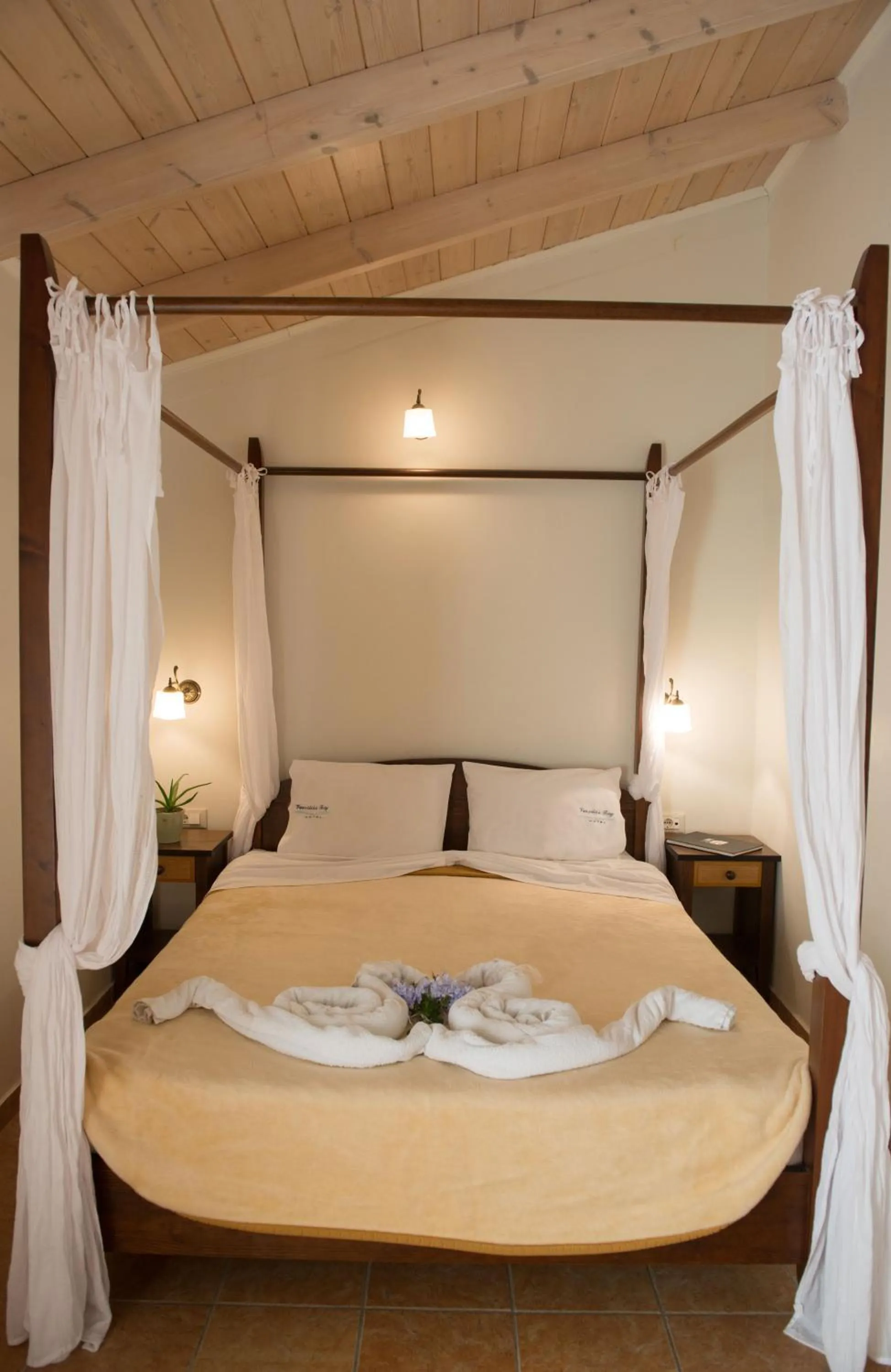 Bed in Vassiliki Bay Hotel