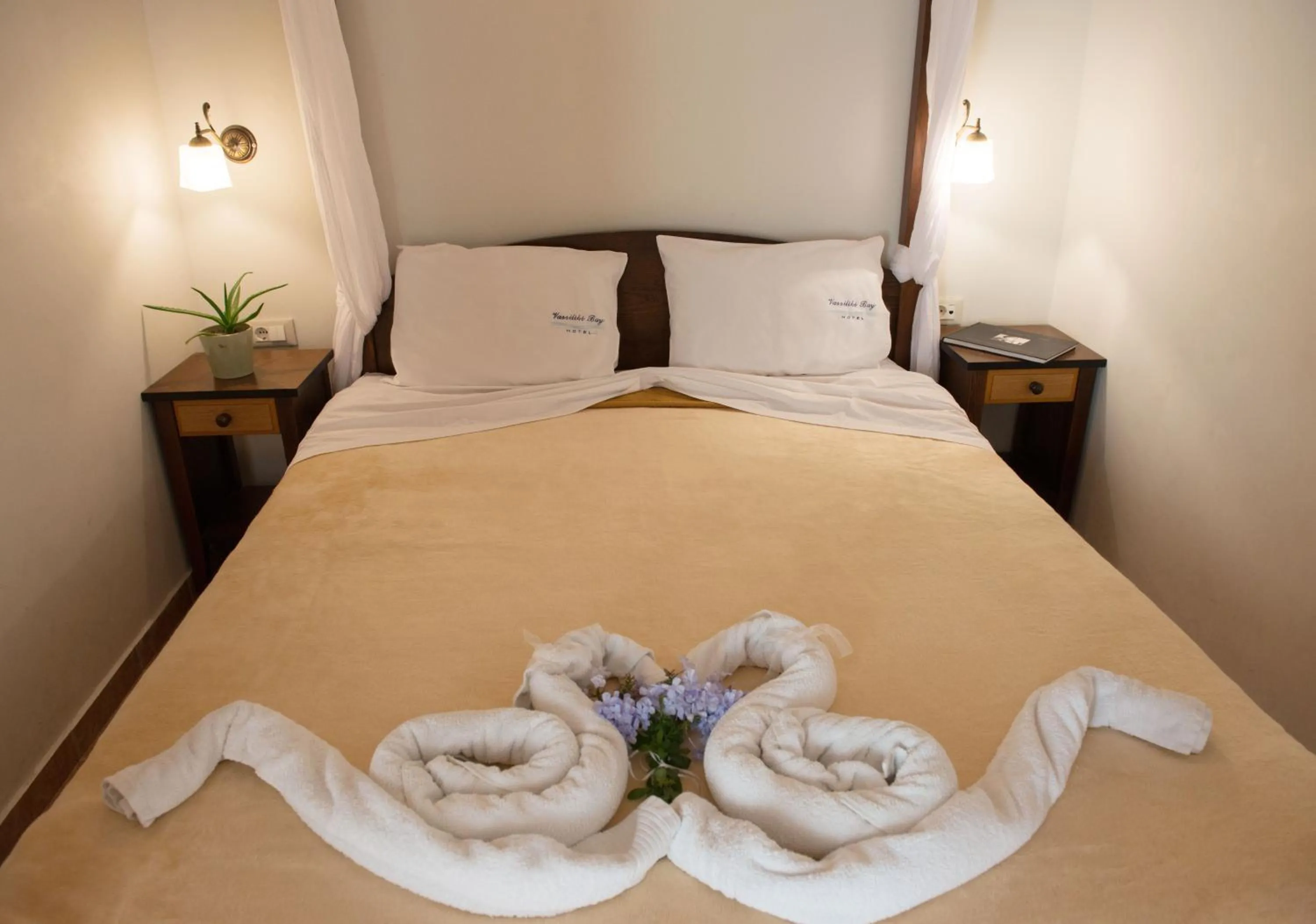 Bed in Vassiliki Bay Hotel