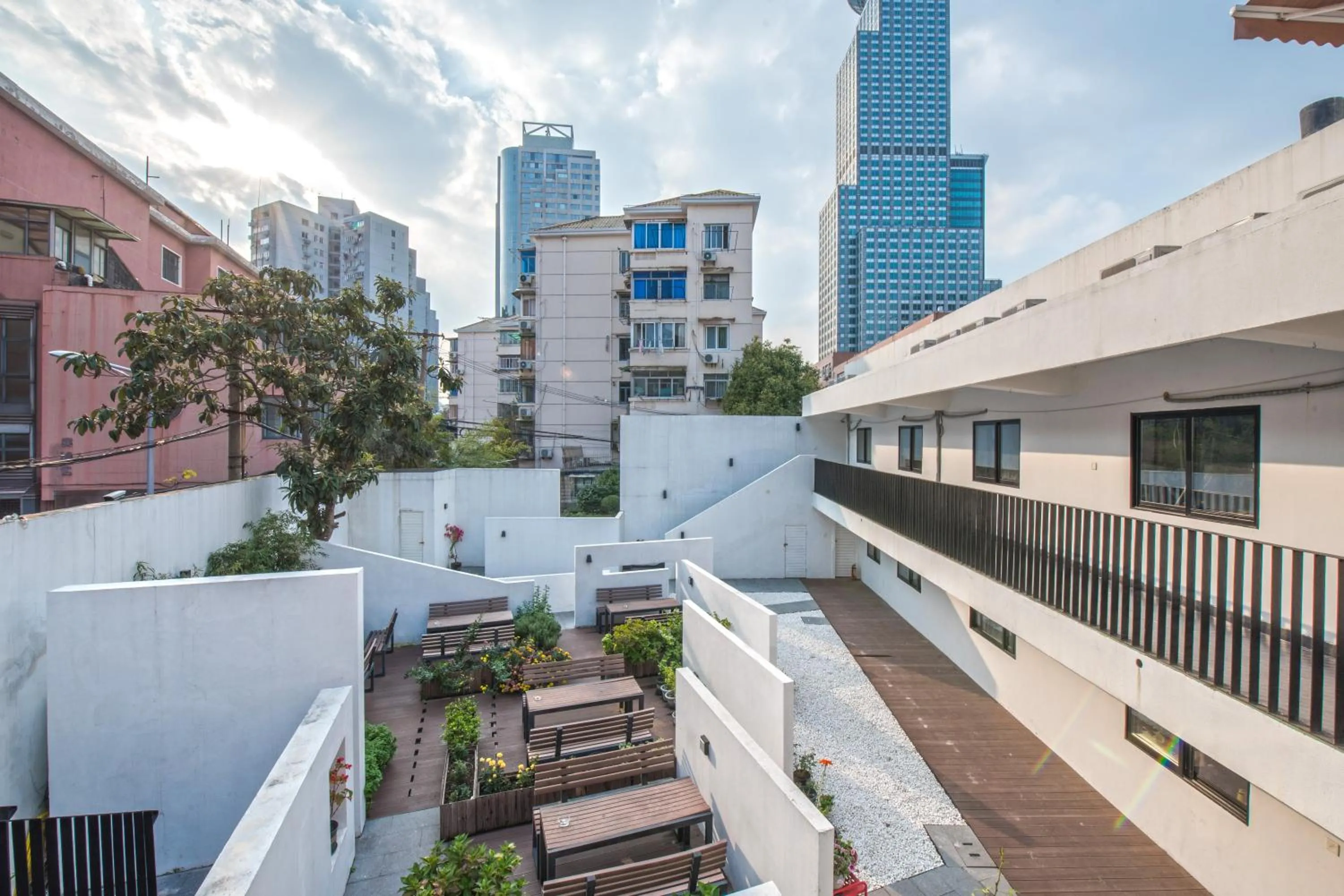 Inner courtyard view in Dayin International Youth Hostel - Oriental Pearl & Lujiazui