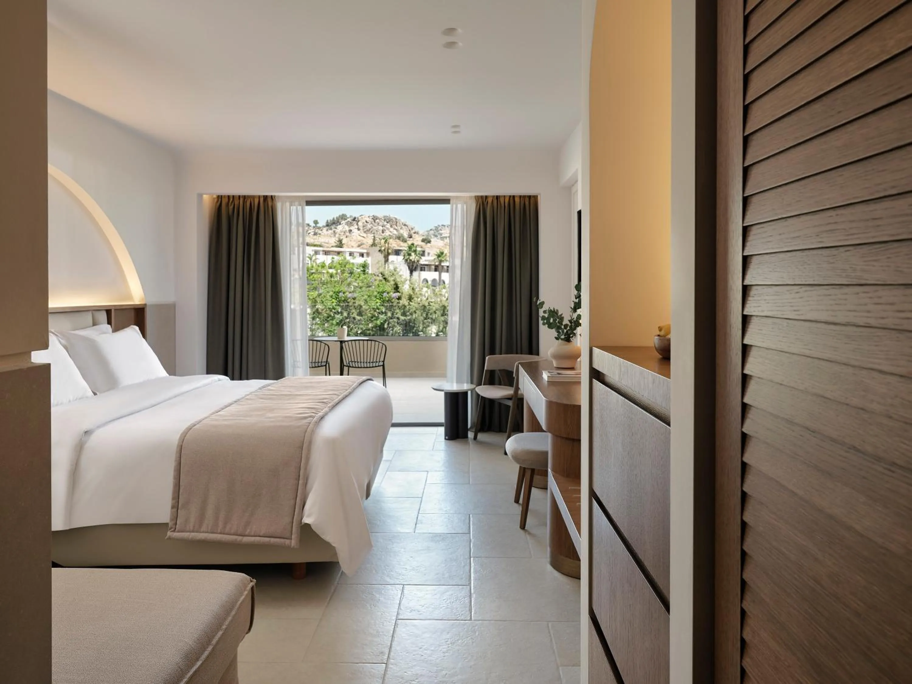 Bed in Lindos Princess Beach Hotel