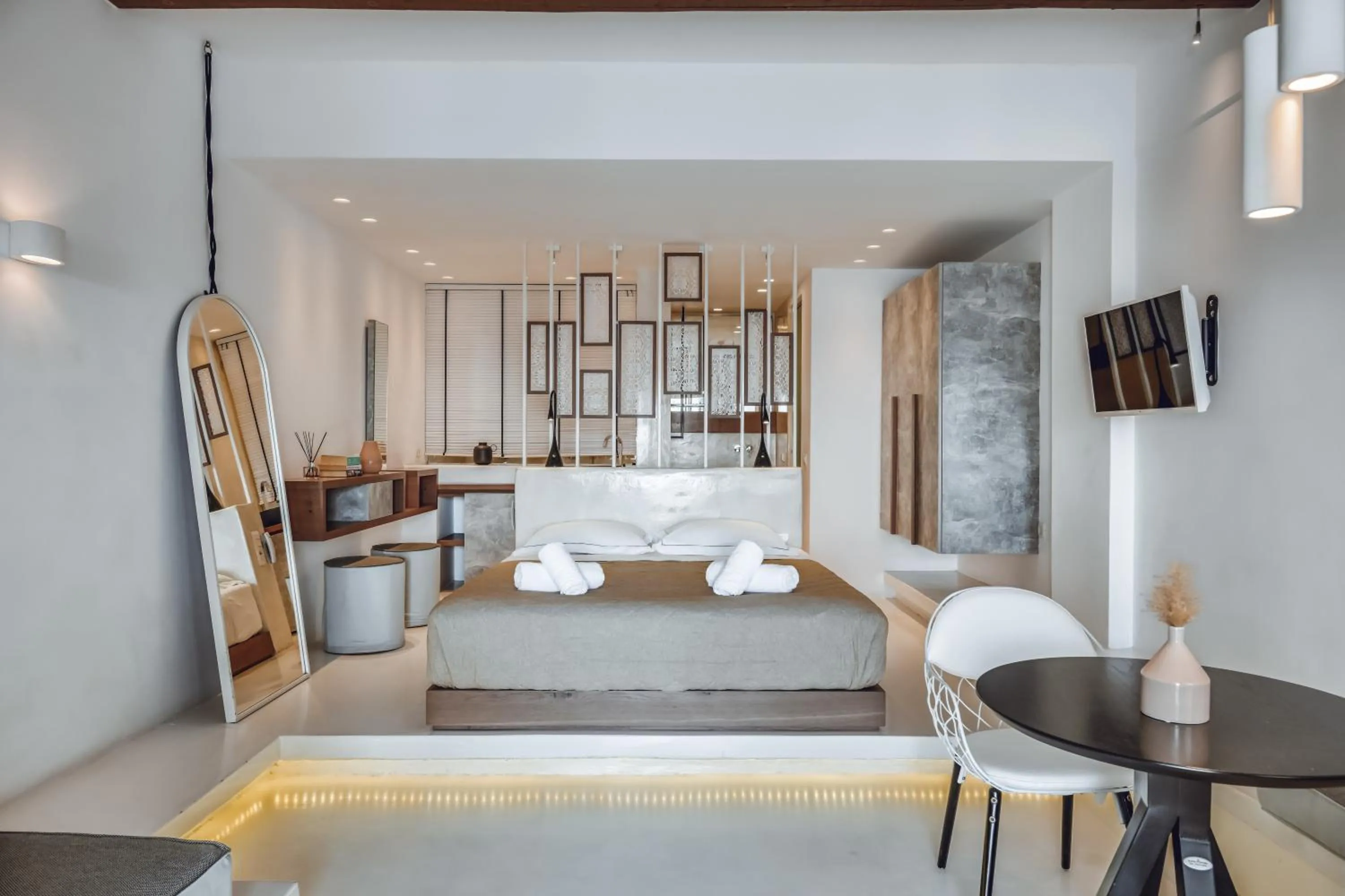 Bedroom in Oia Suites