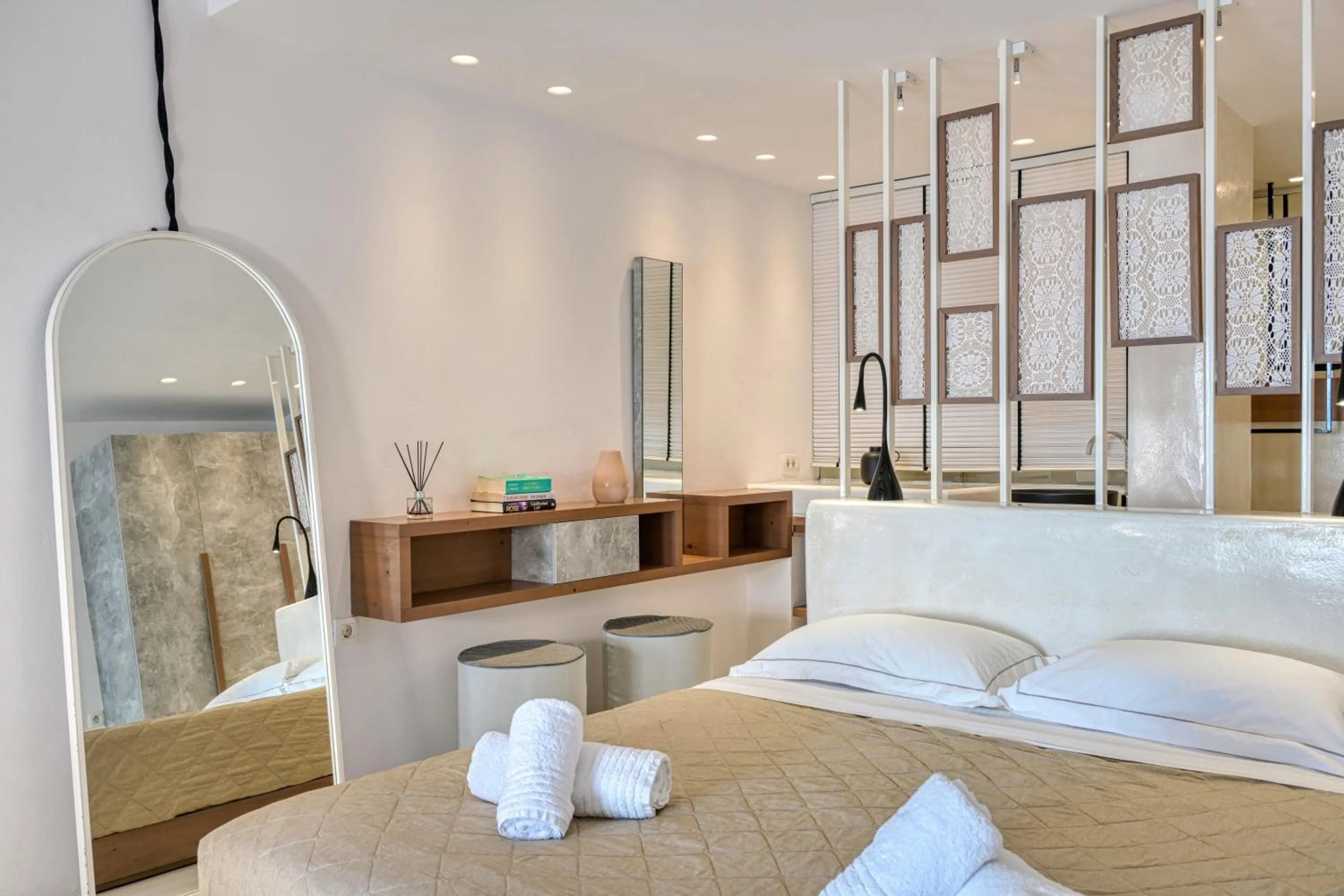 Bed in Oia Suites