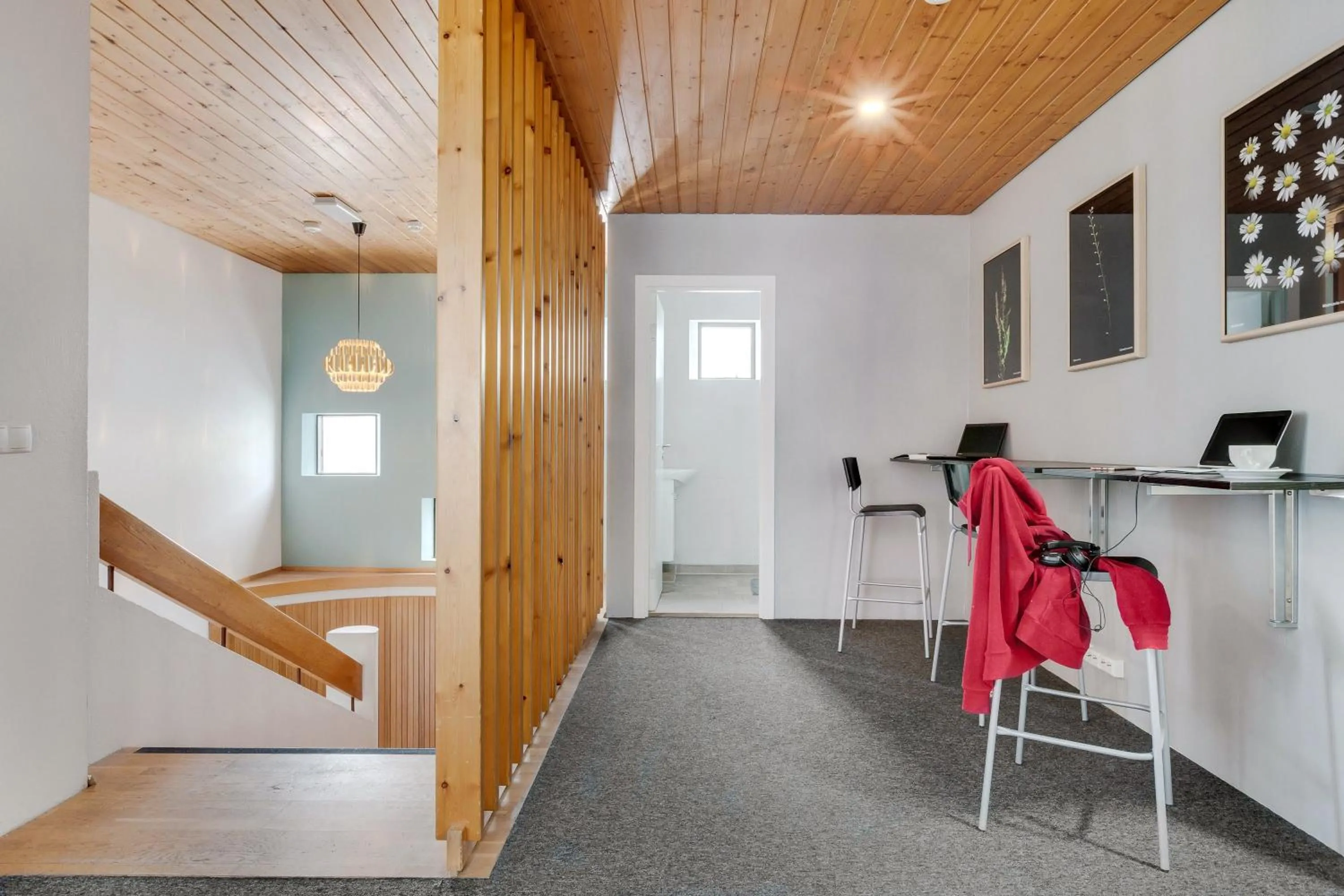 Seating area in Lækur Hostel