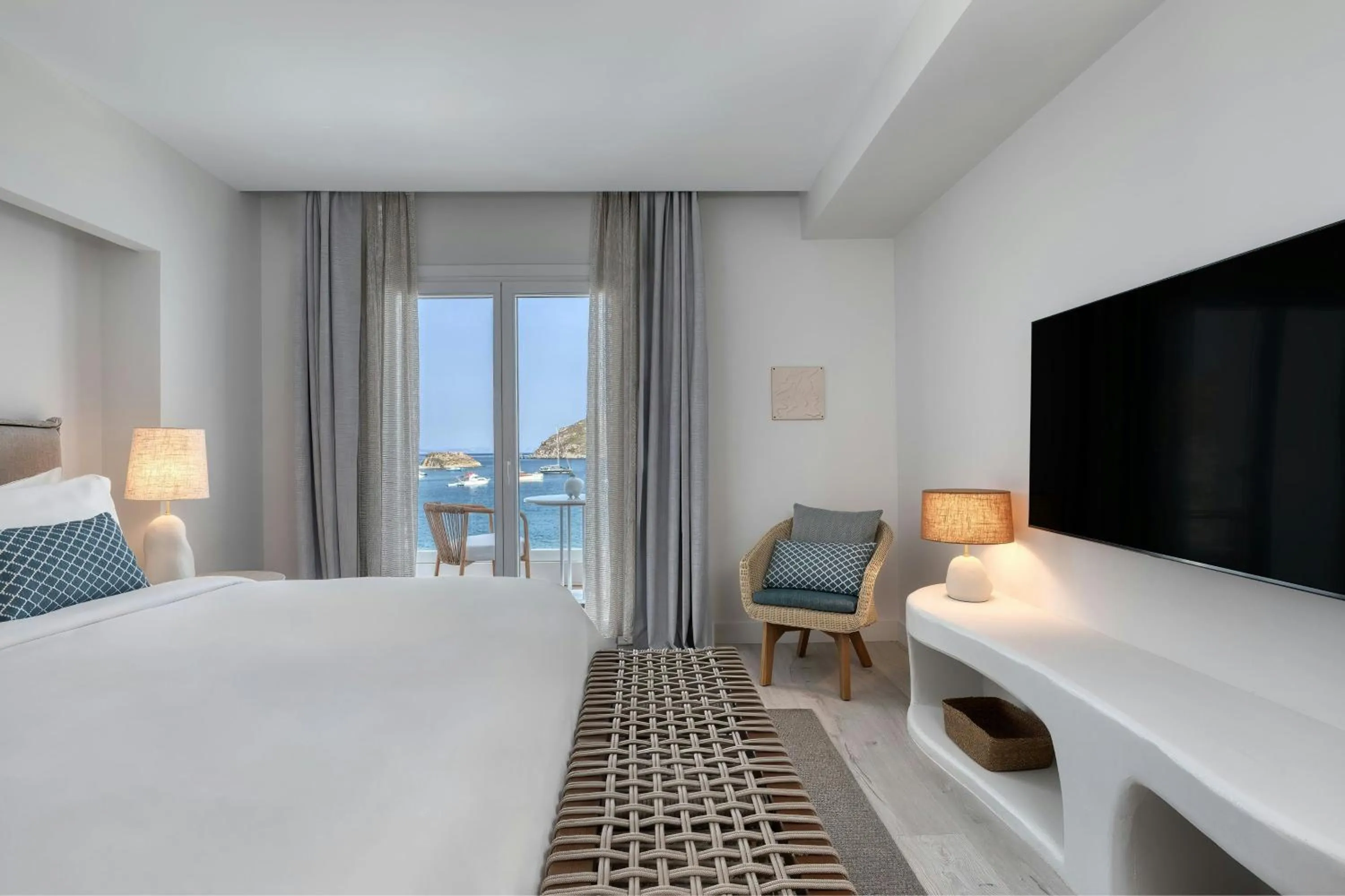 Bedroom, Bed in Patmos Aktis, a Luxury Collection Resort & Spa, Greece