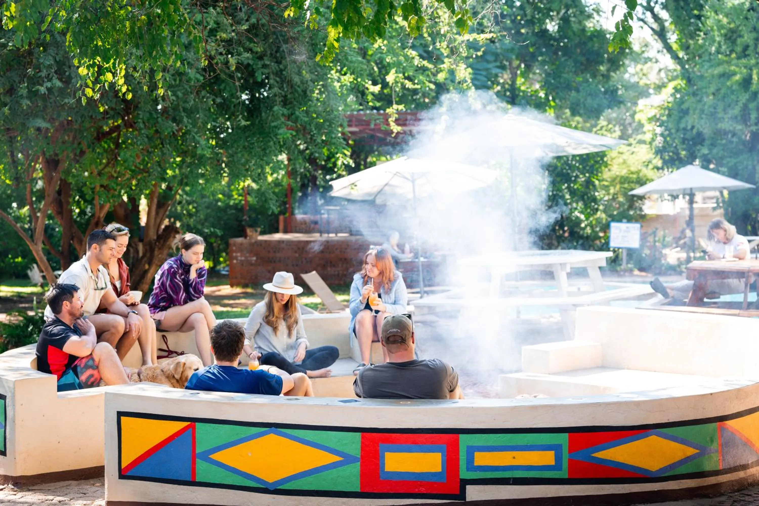 fireplace in Shoestrings Backpackers Lodge Vic Falls