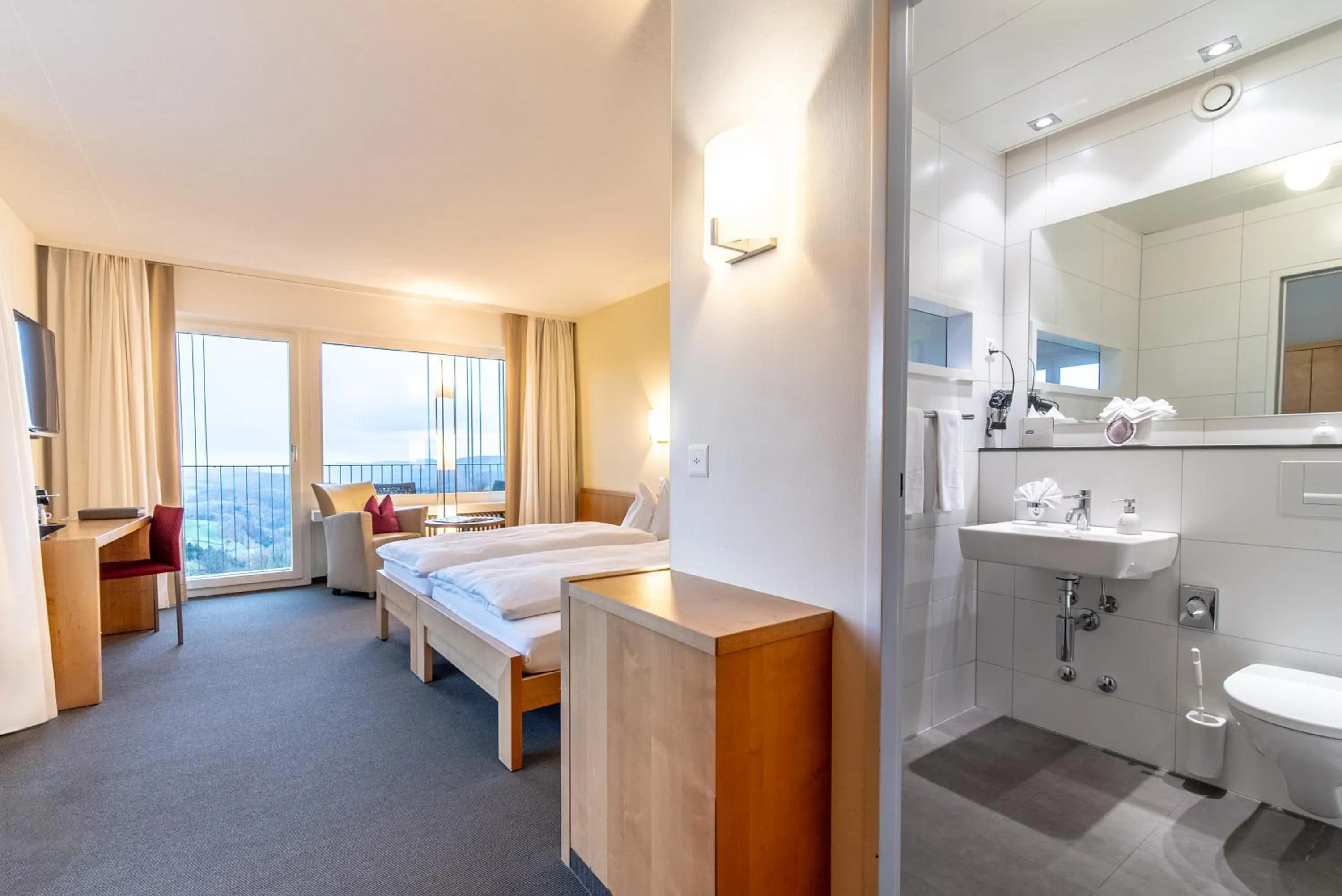 View (from property/room), Bed in Hotel Bad Ramsach