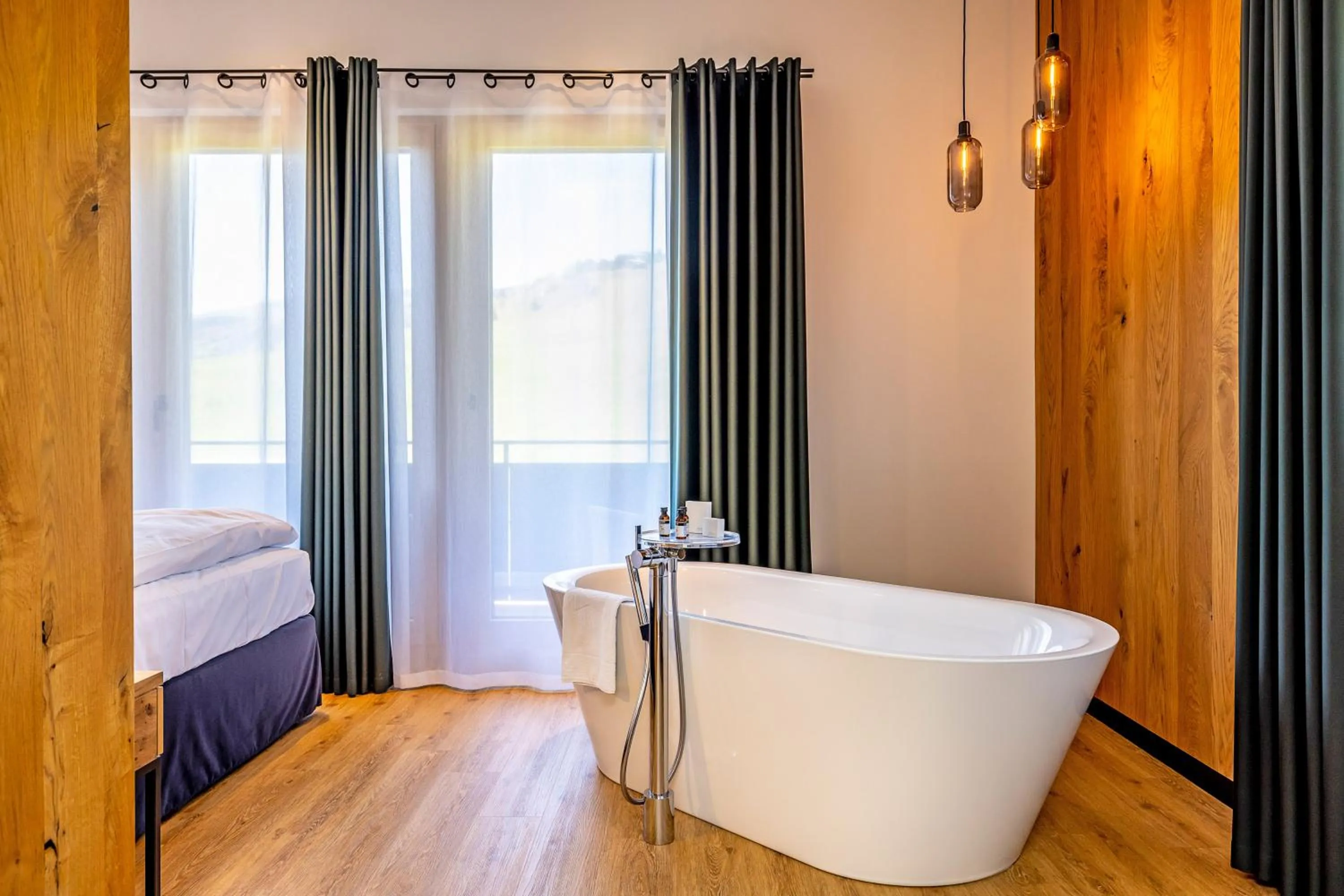 Bathroom, Bed in Boutique Hotel Pellas