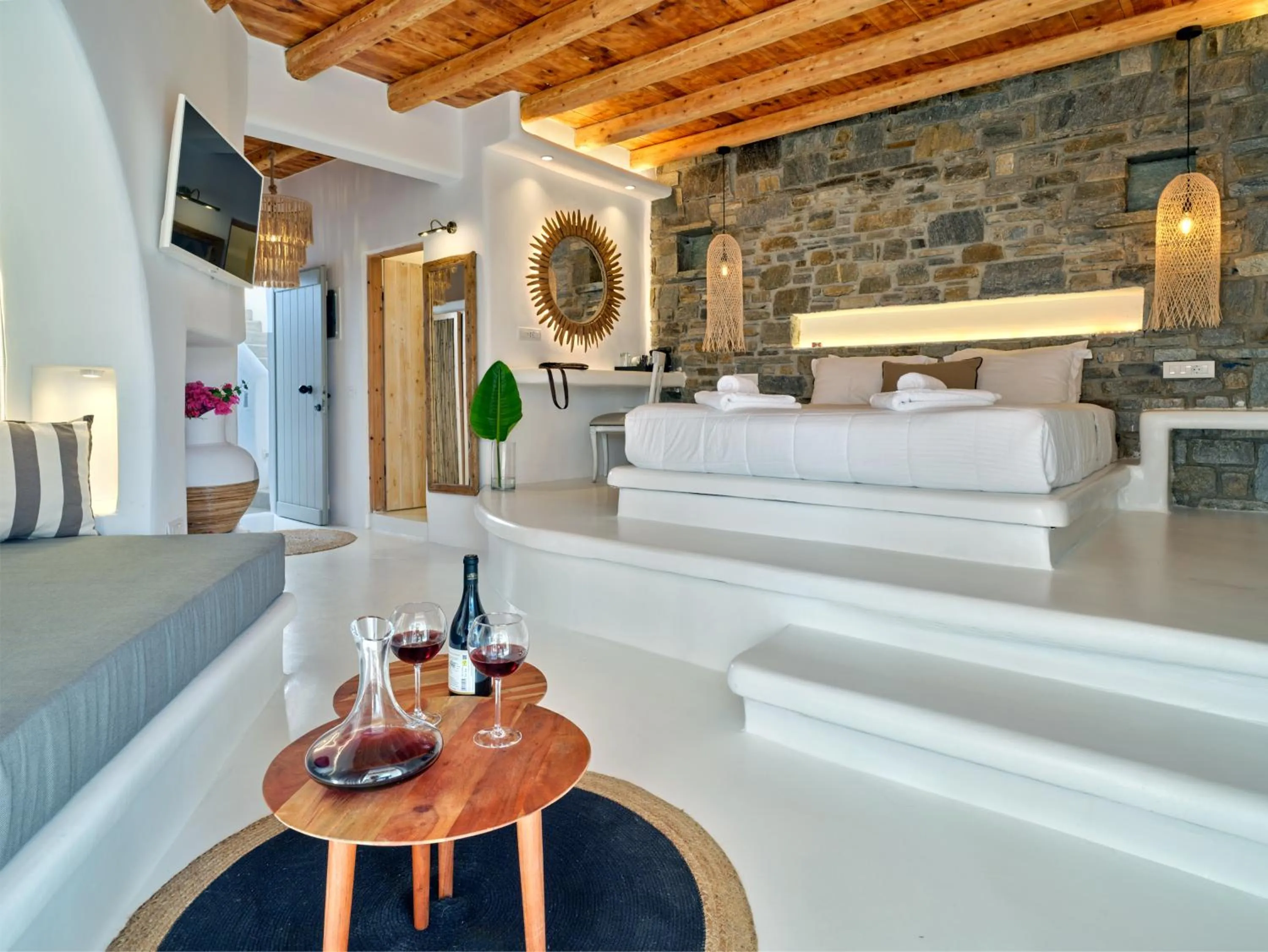 Bed in Zefi Hotel & Suites