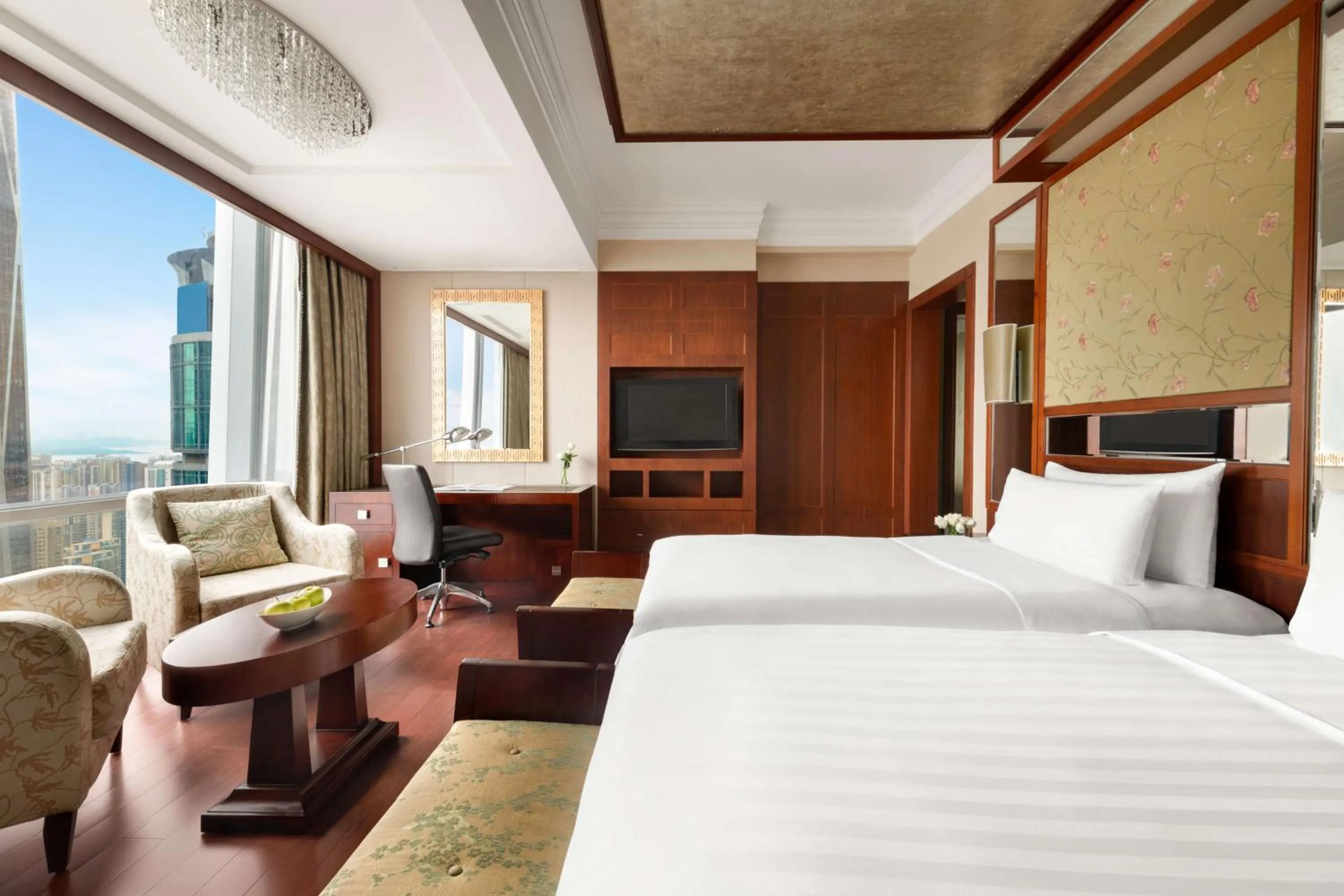 Lounge or bar, Bed in Futian Shangri-La, Shenzhen