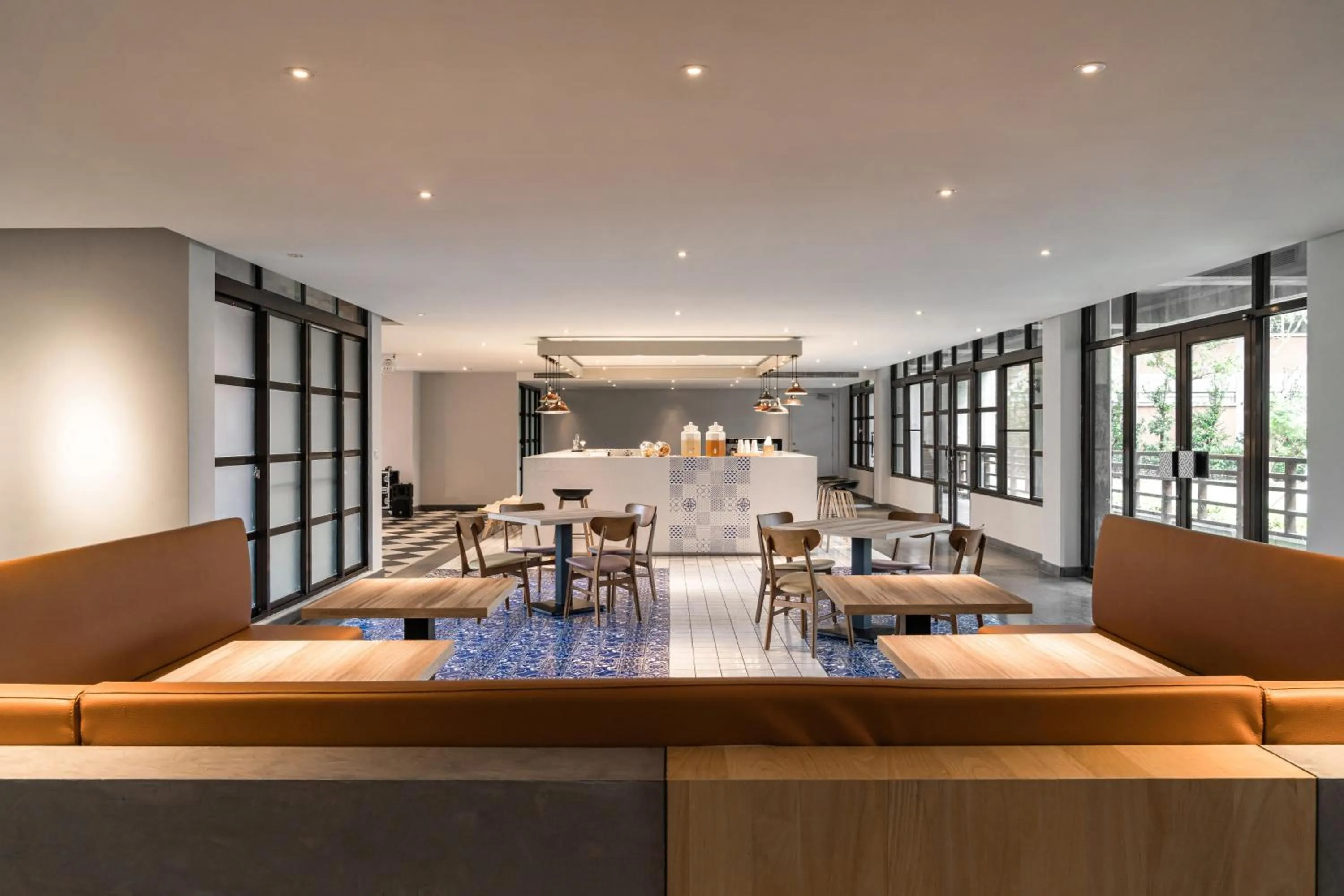 Seating area in The Moment Hotel Yilan by Lakeshore