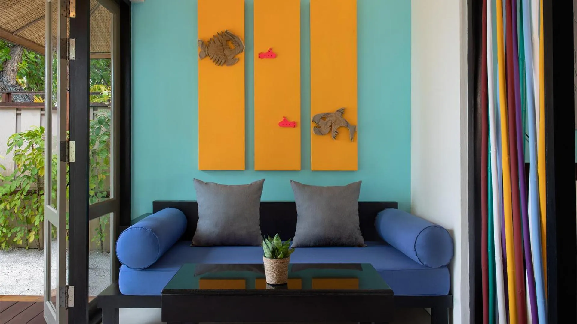 Seating area in Dhawa Ihuru, part of Banyan Group