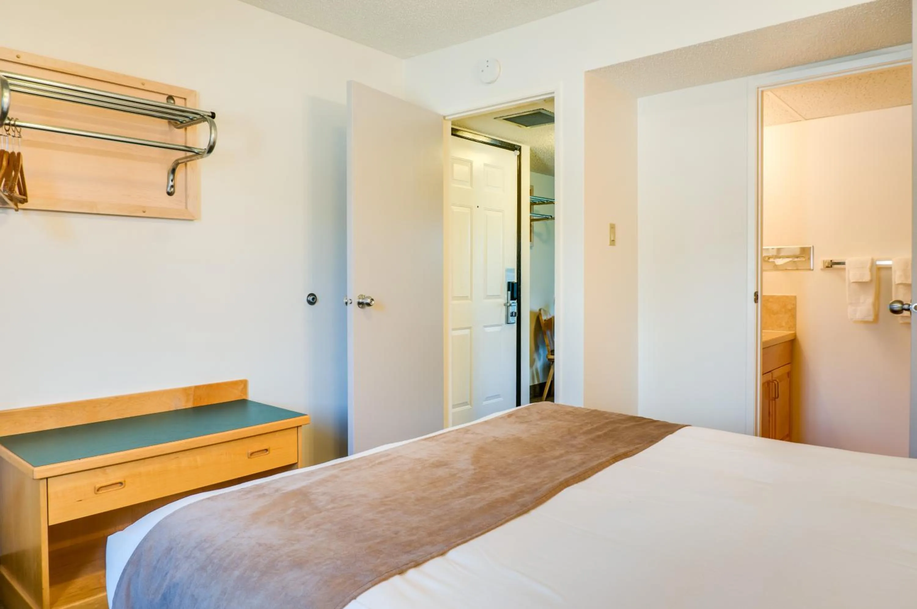 Toilet, Bed in Rocky Mountain Ski Lodge