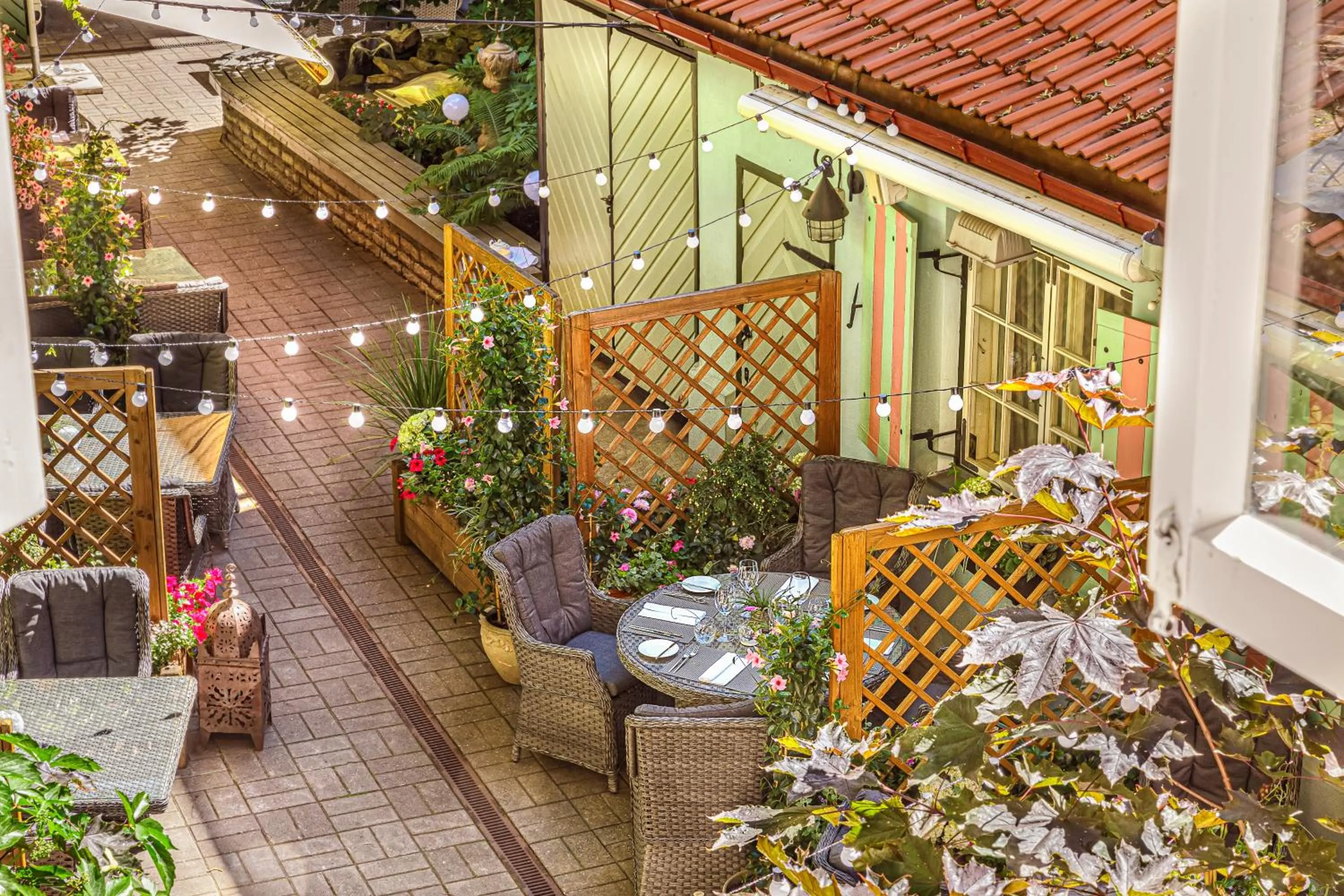 Patio in Schlössle Hotel - Small Luxury Hotels of the World