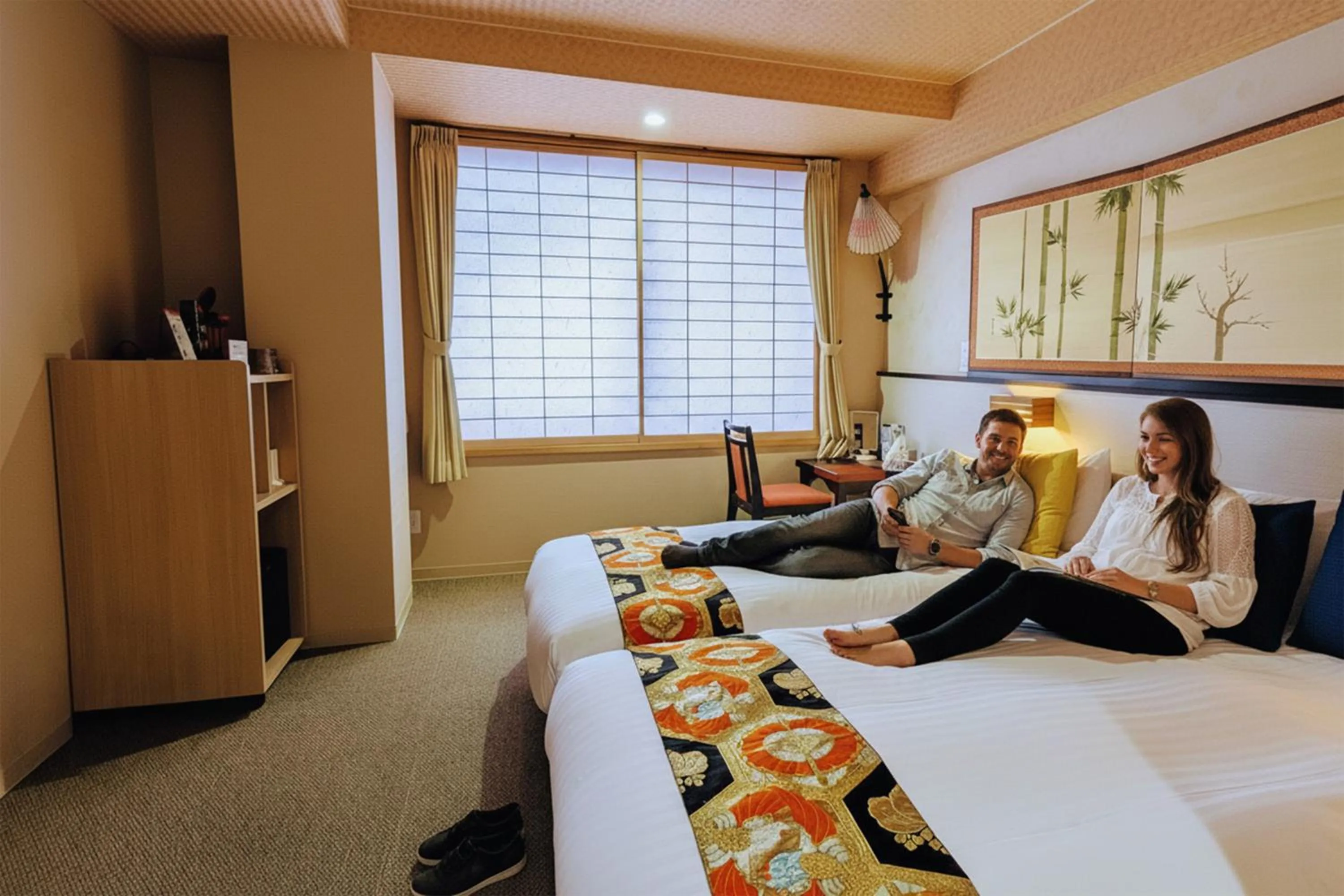 People, Bed in Kyoto Inn Gion