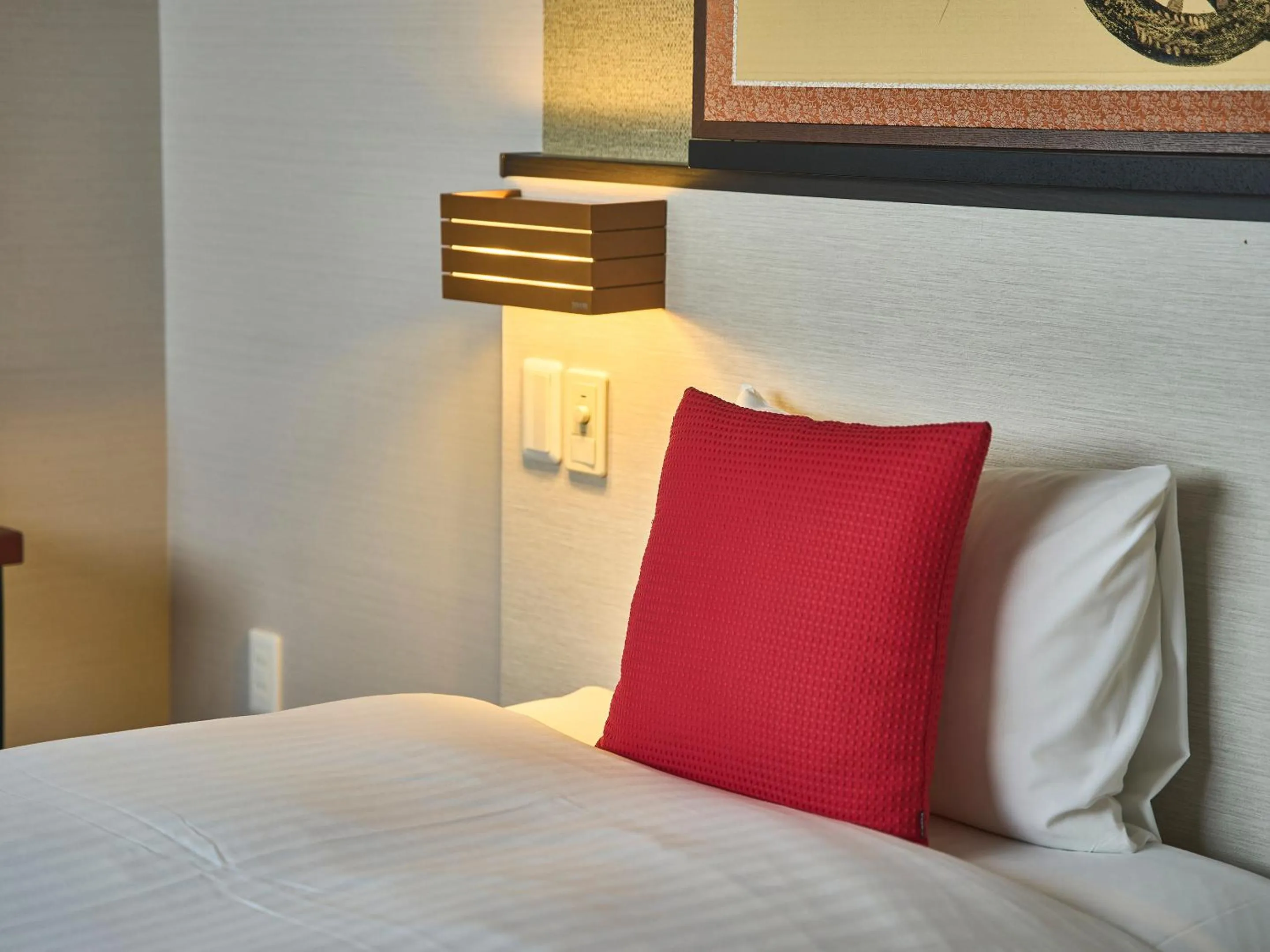 Decorative detail, Bed in Kyoto Inn Gion