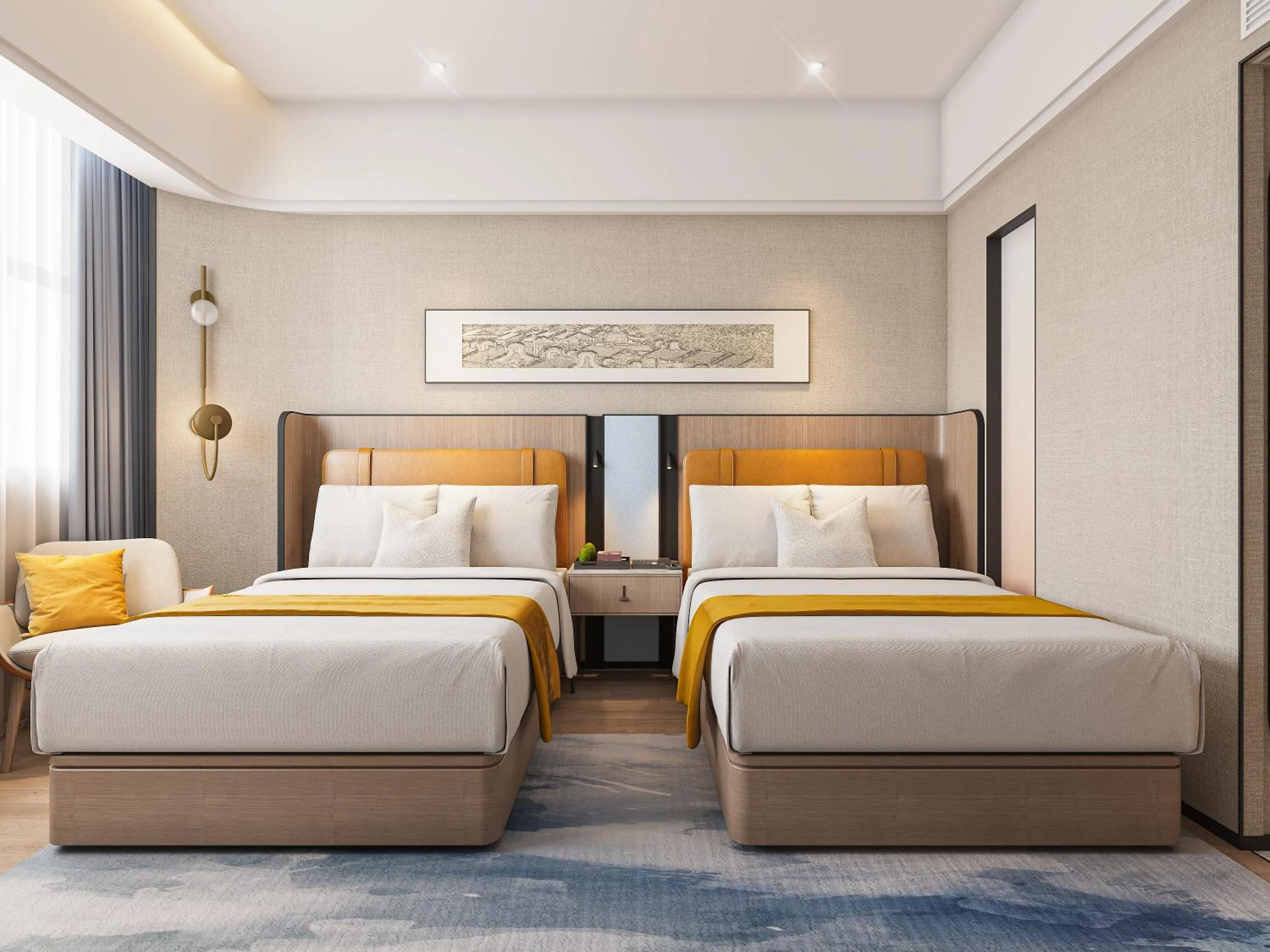 Bed in Five Rams City Hotel