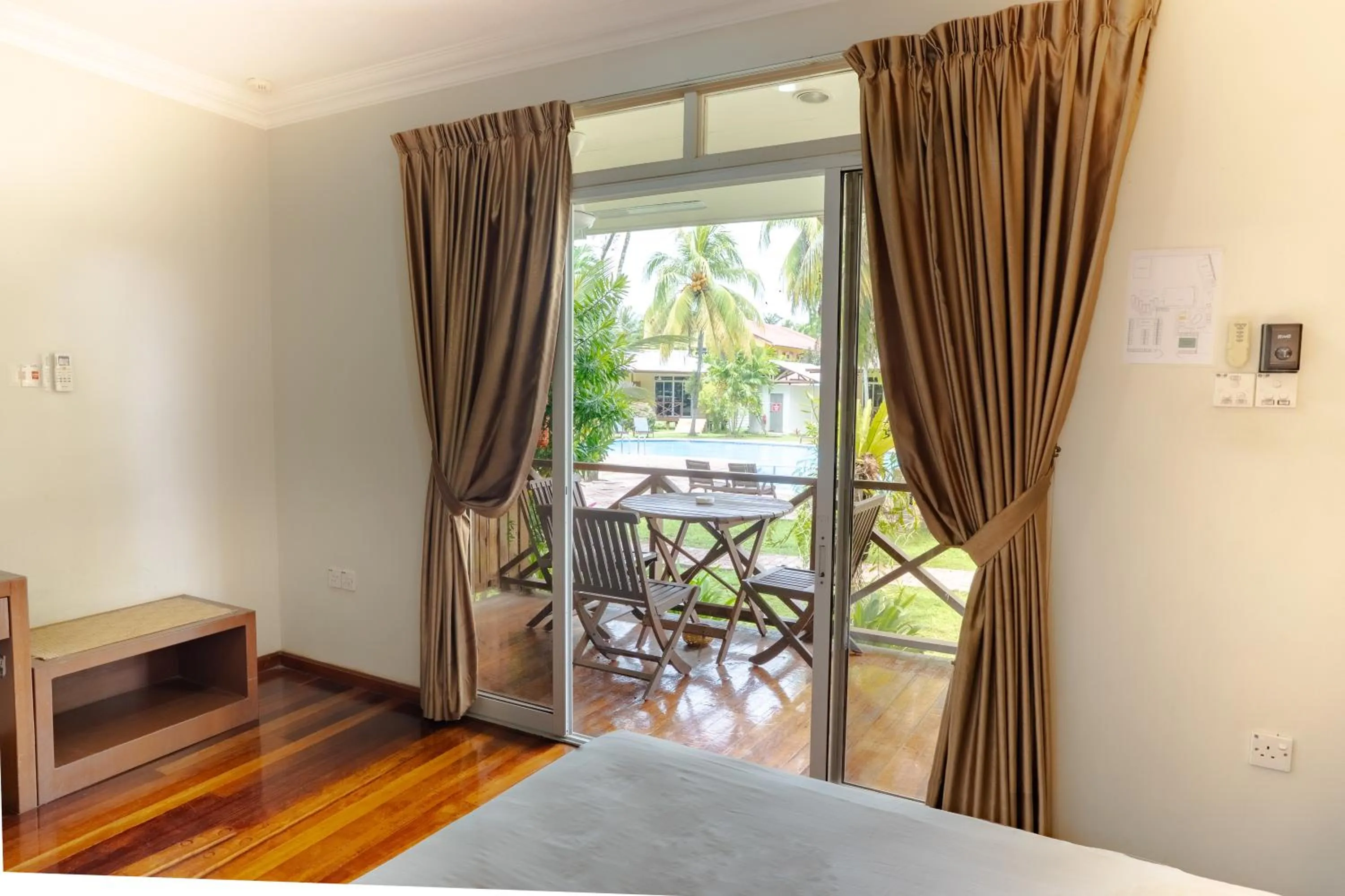 View (from property/room), Bed in Langkah Syabas Beach Resort