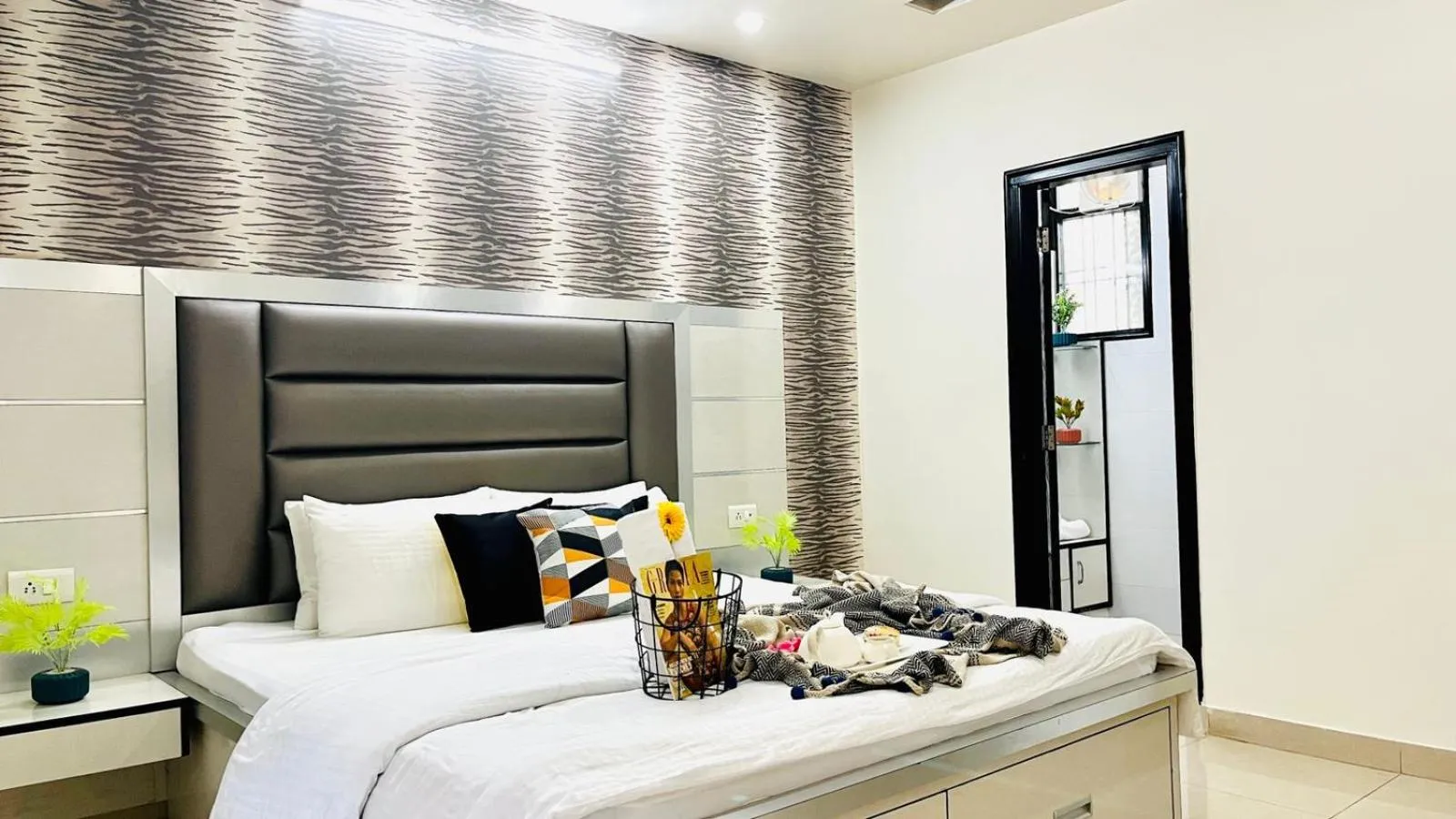 Bed in Olive Service Apartments Jaipur - Vaishali Nagar