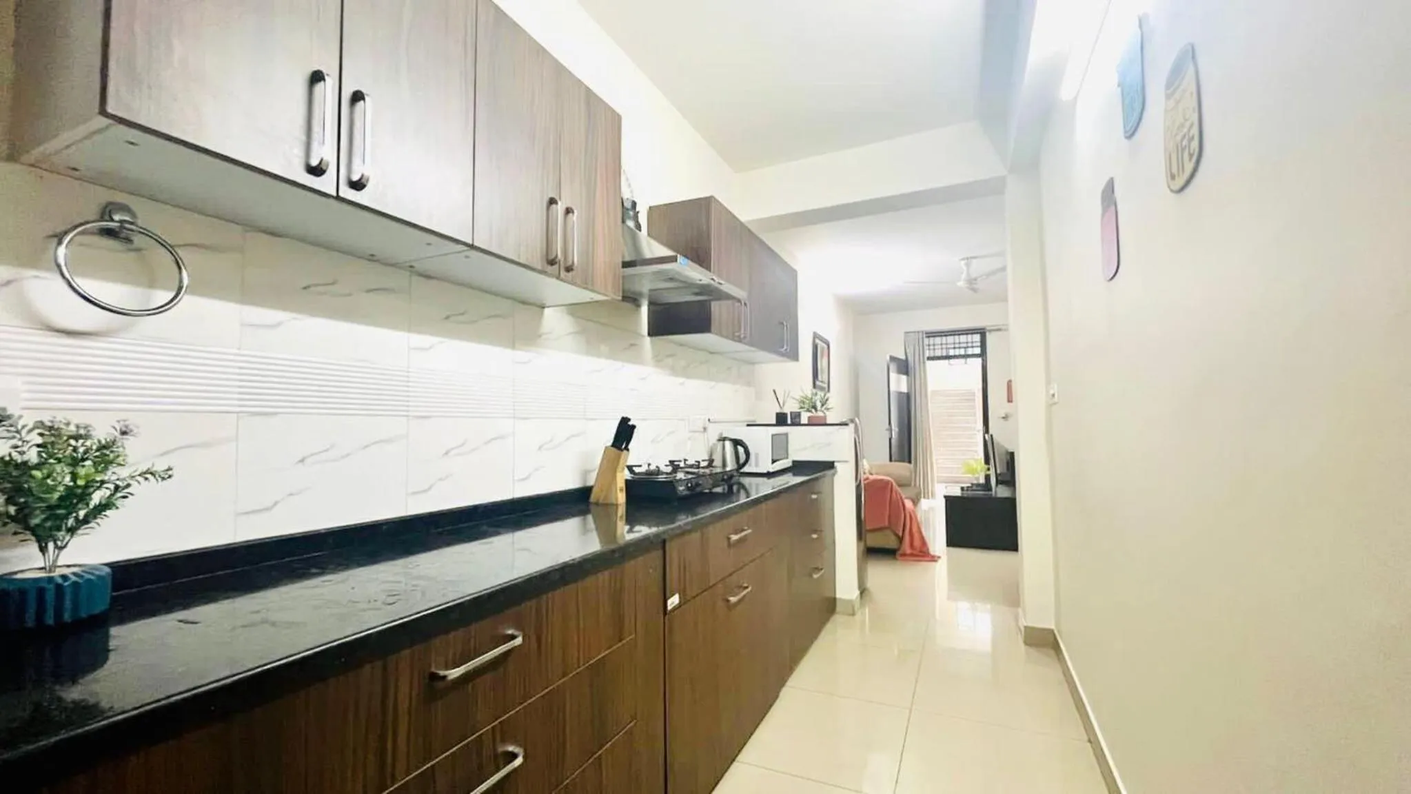 kitchen in Olive Service Apartments Jaipur - Vaishali Nagar