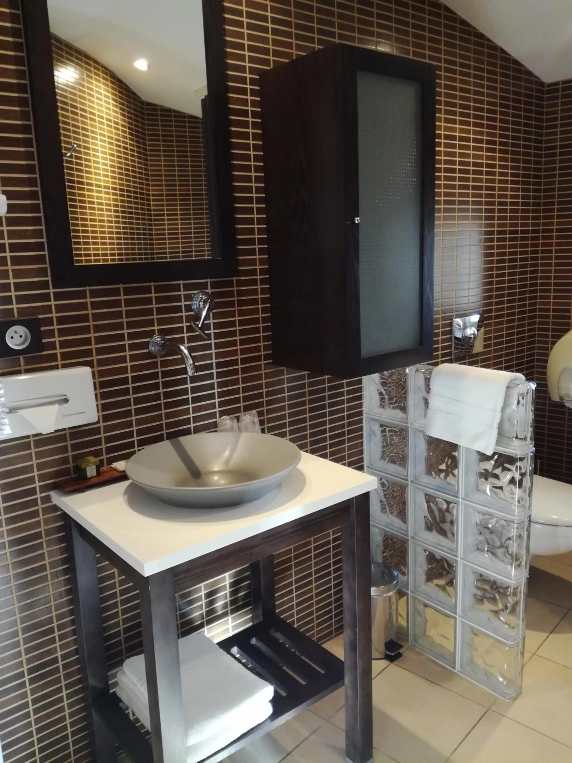 Shower in Logis Hôtel Le Moulin de Chalons