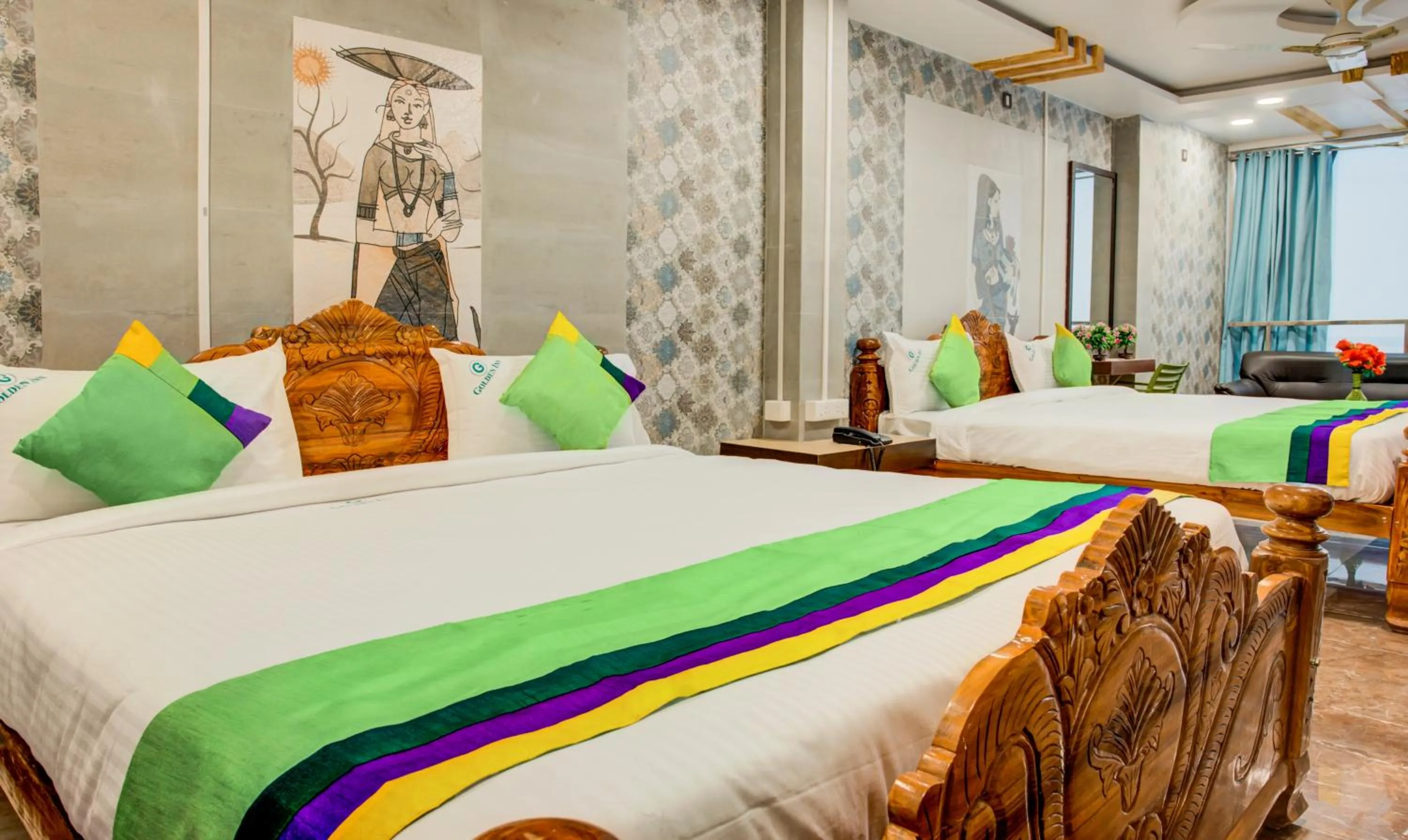 Bedroom, Bed in Treebo Golden Inn, 700 Mtrs From Promenade Beach