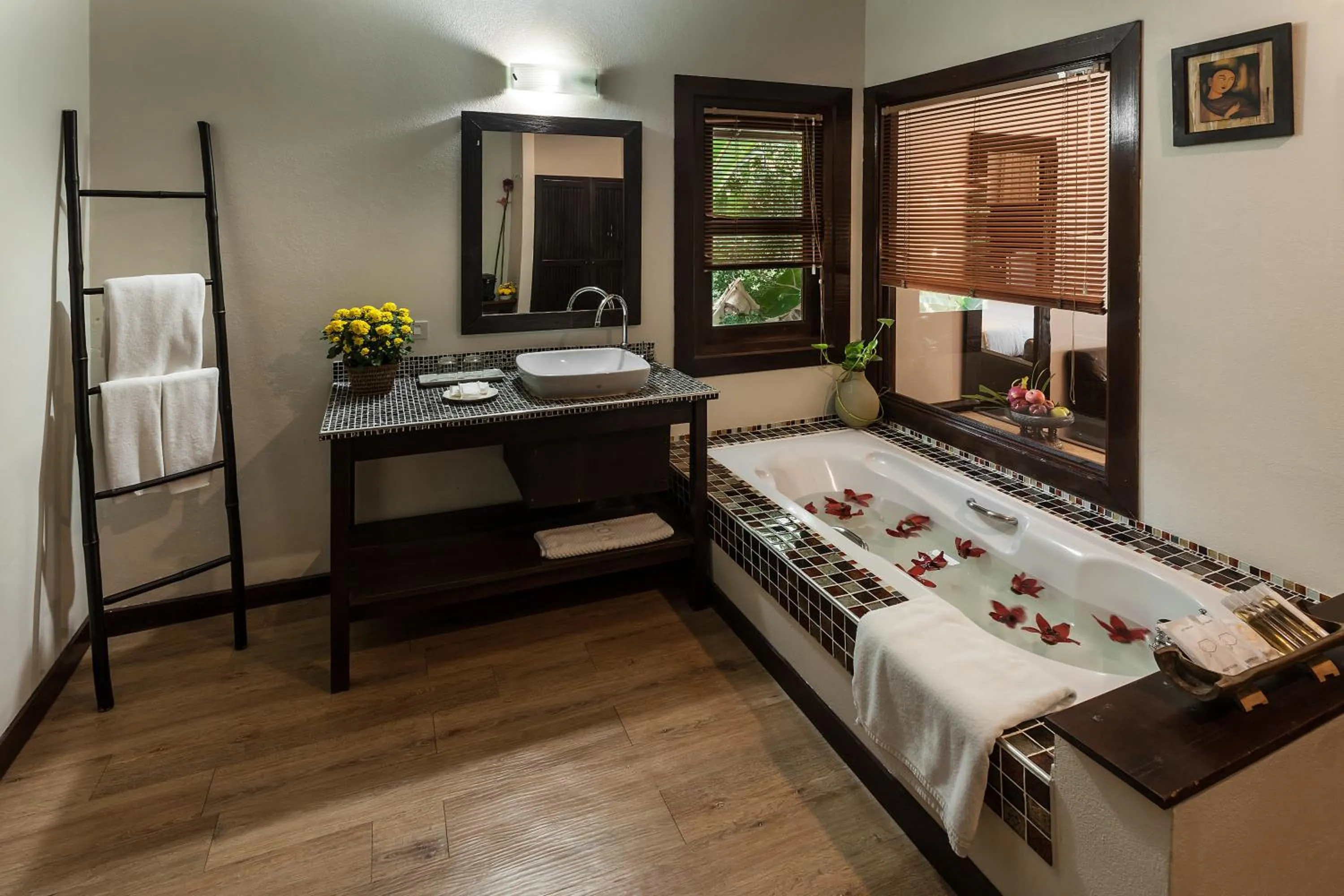 Bathroom, Bed in Lanna Dusita Riverside Boutique Resort