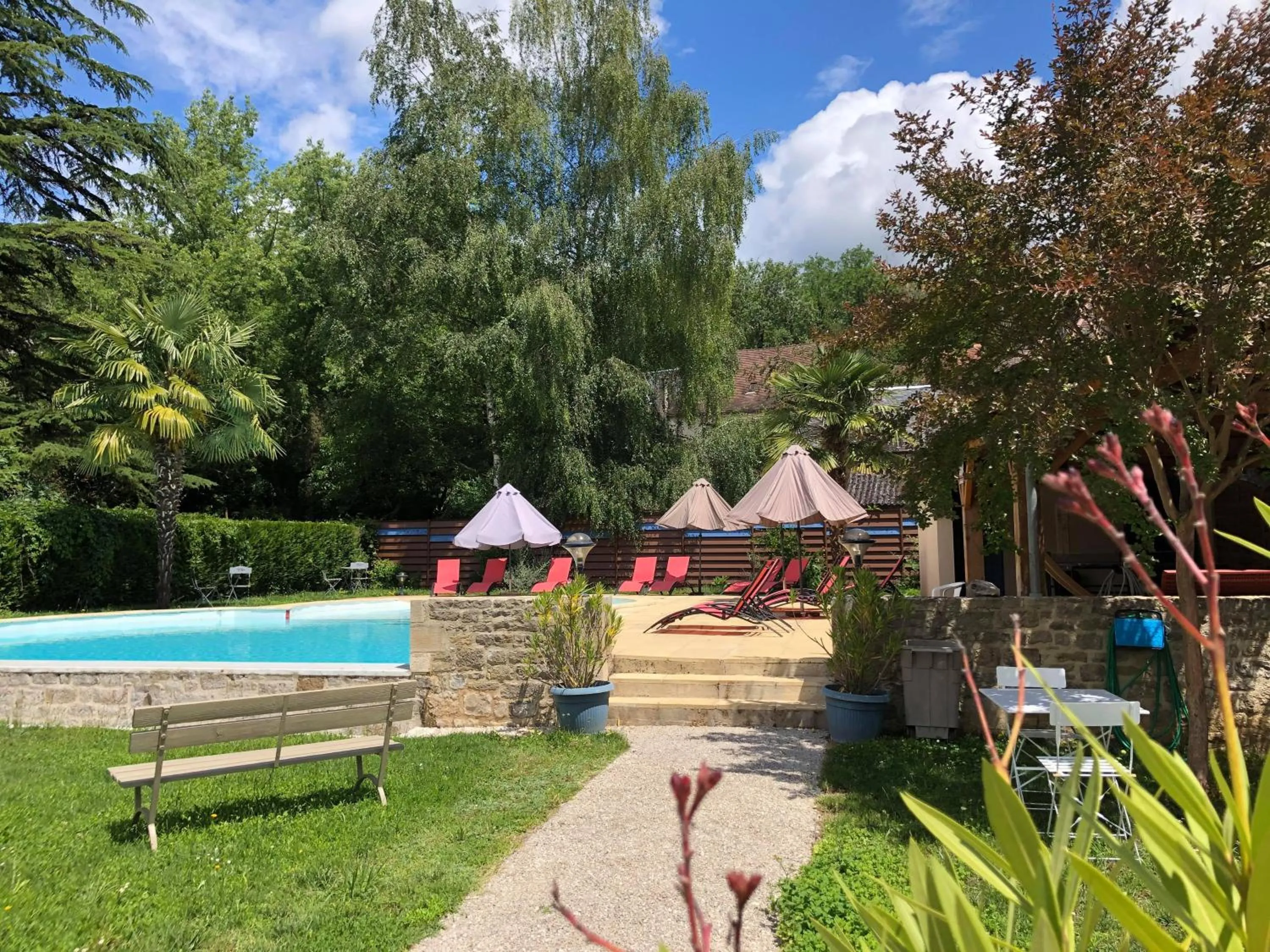 Pool view in Logis Hotel Grangier