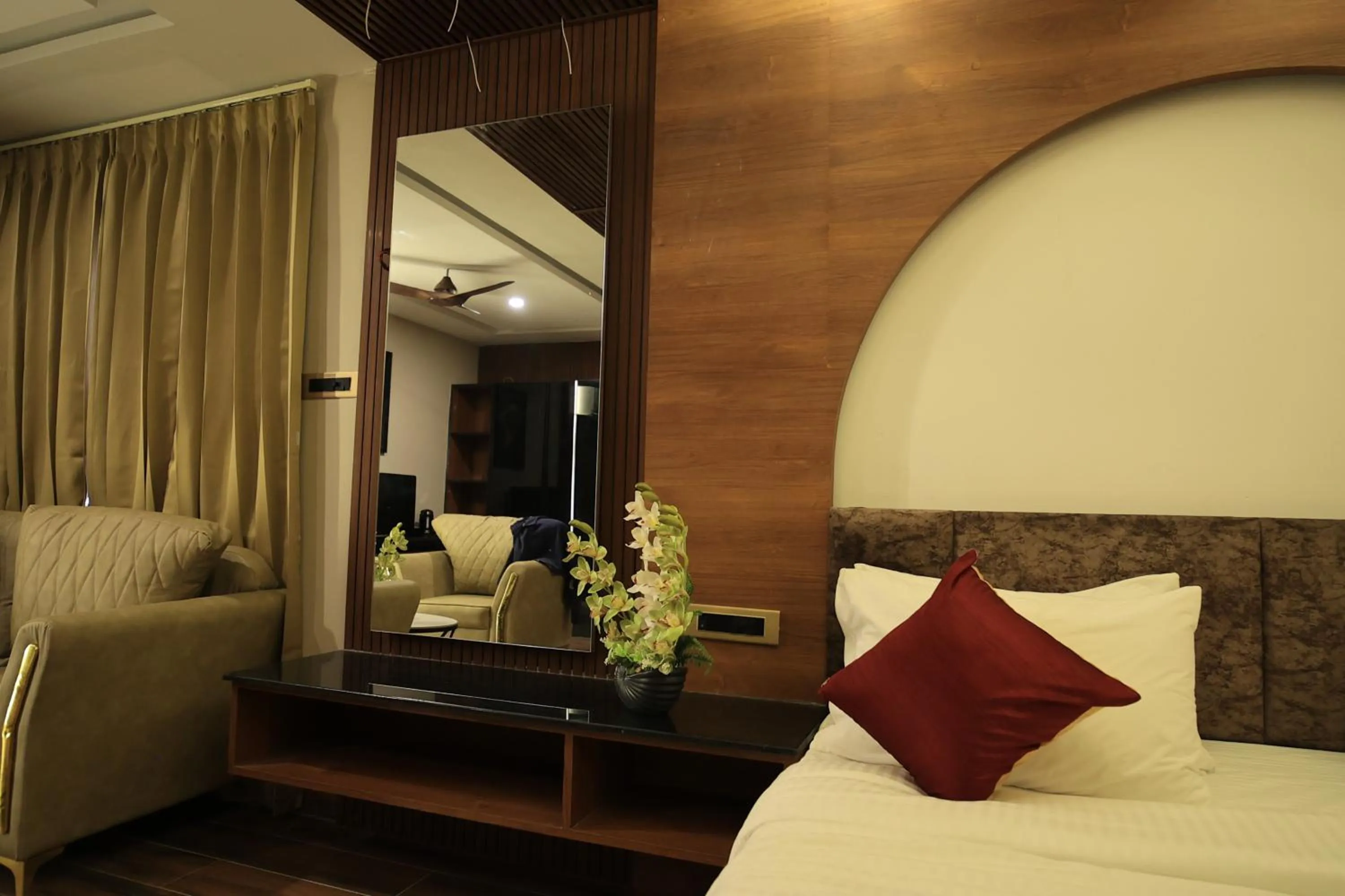 Bed in HOTEL THIRD EYE by RAMANA TOWERS