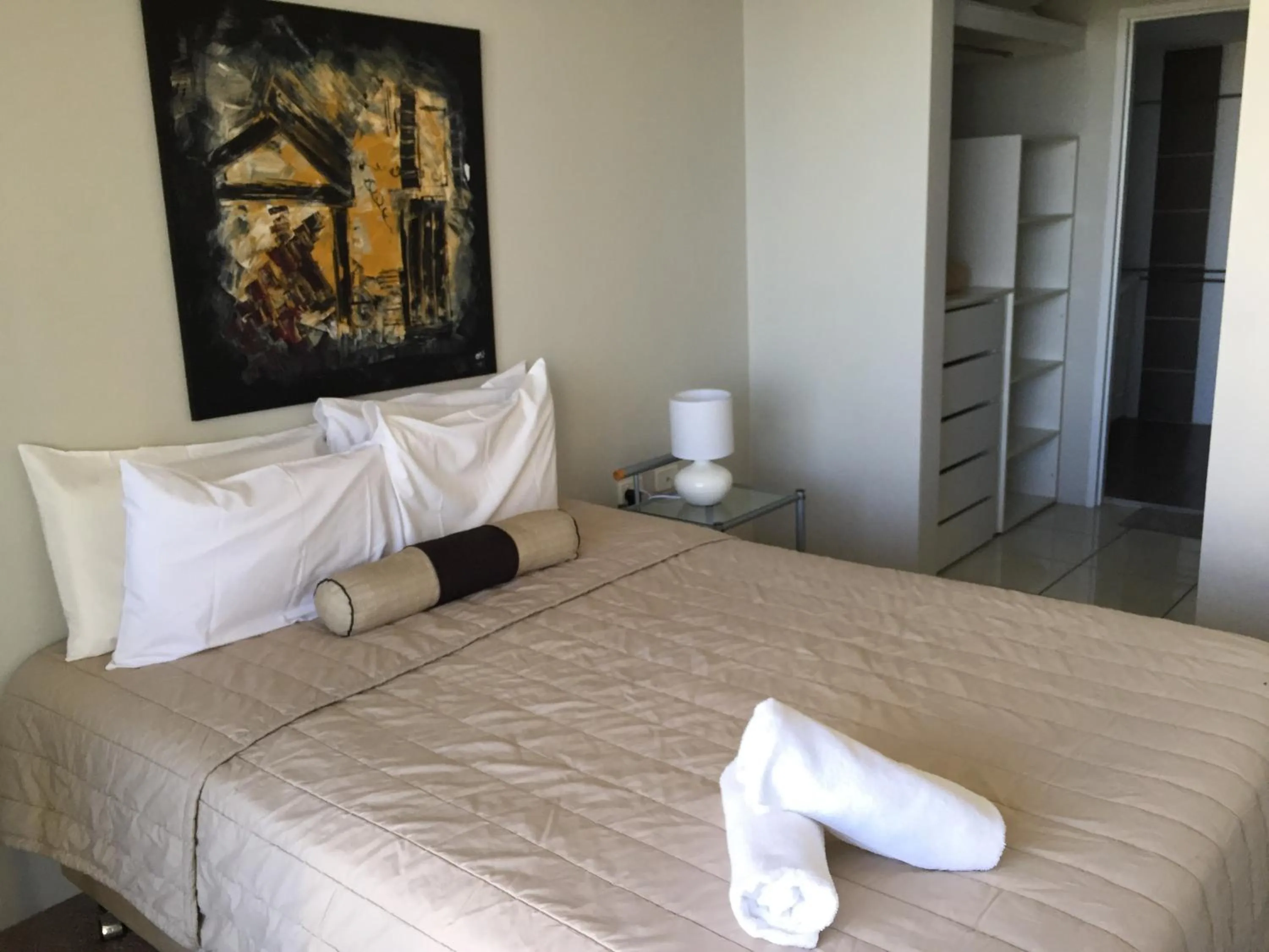 Bedroom, Bed in Genesis Apartments by Gold Coast Premium