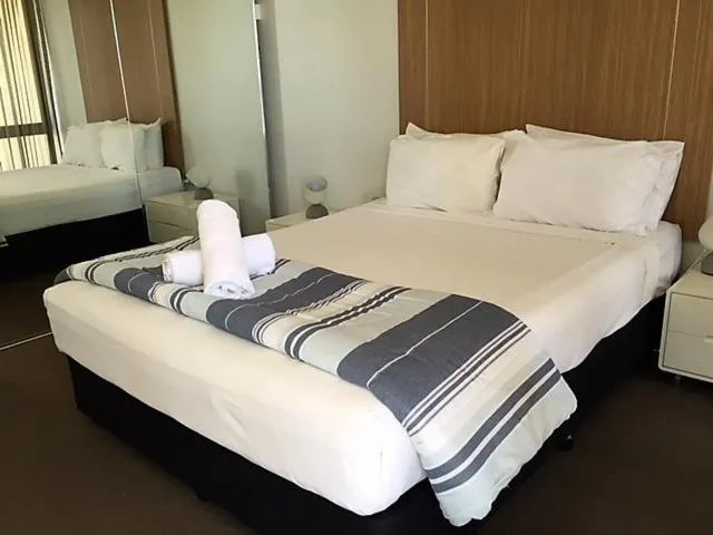 Bedroom, Bed in Genesis Apartments by Gold Coast Premium
