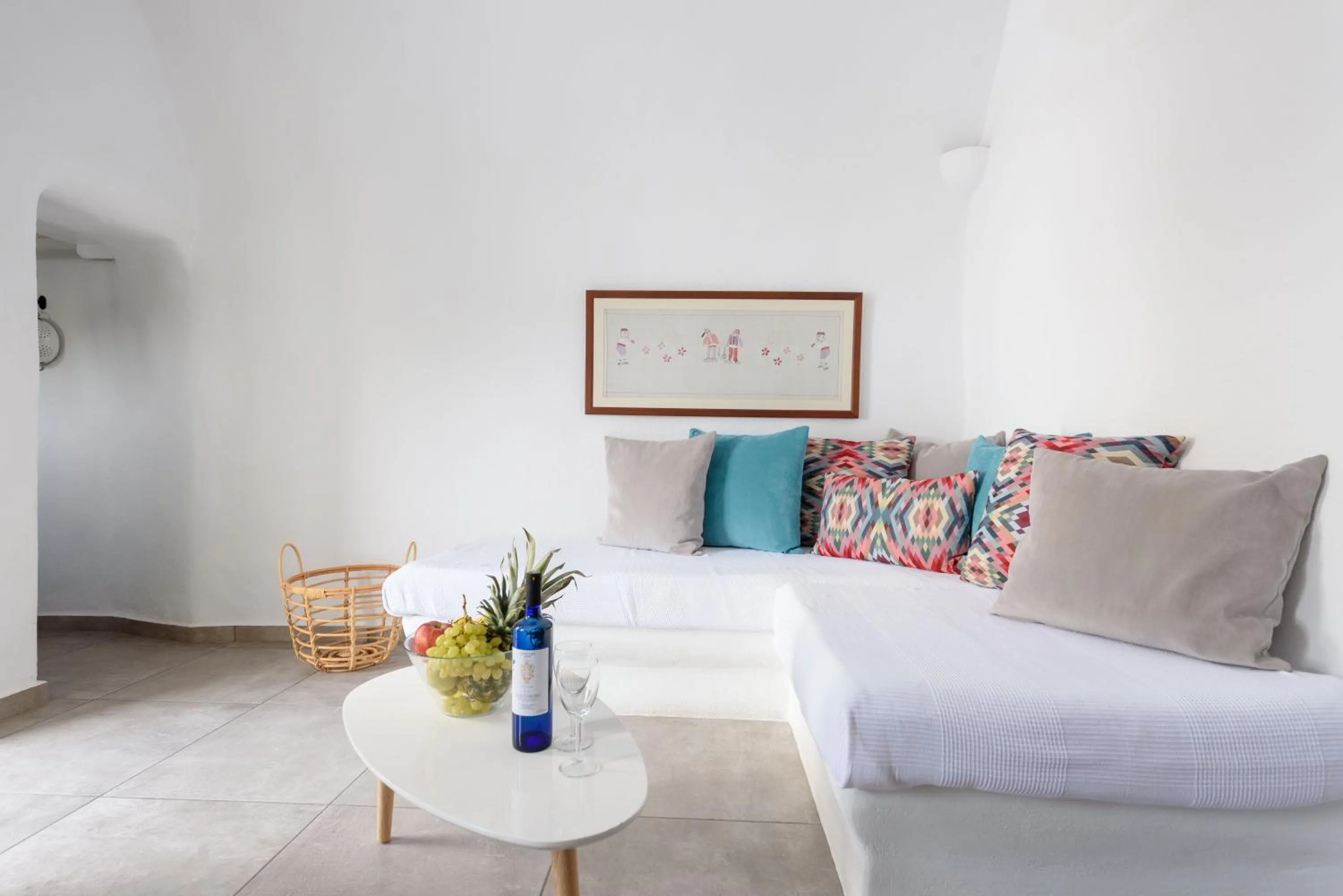 Seating area, Bed in Arvanitis Cave Village