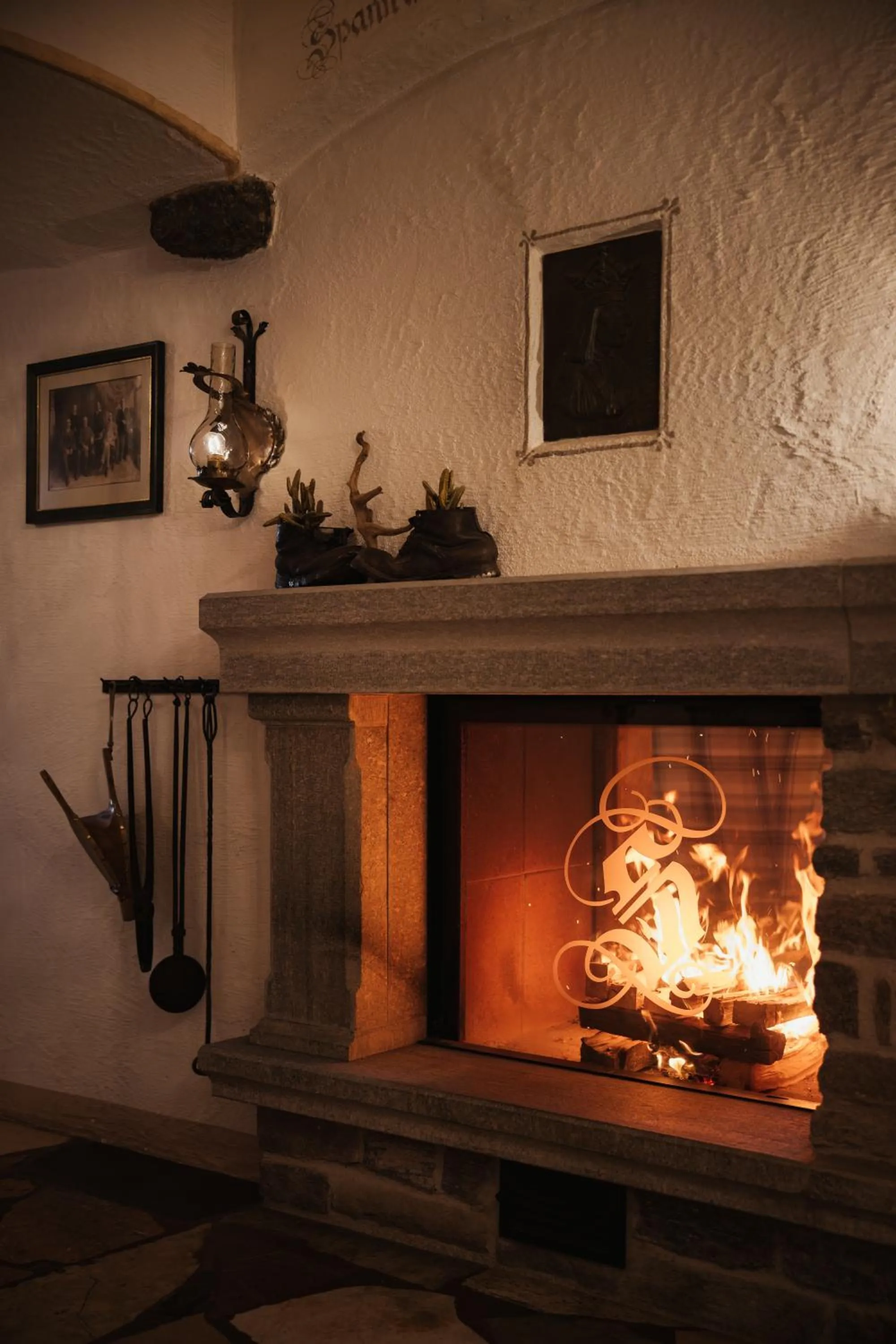 fireplace in Hotel Spielmann