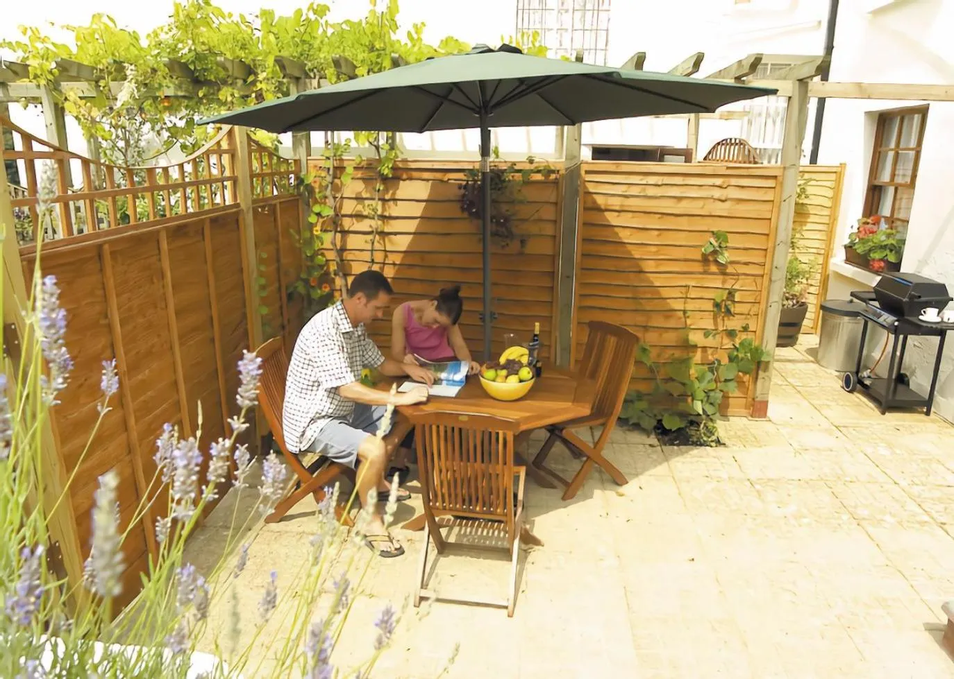 Patio in Bovisand Lodge Holiday Park, Beachside Location & Indoor Heated Pool