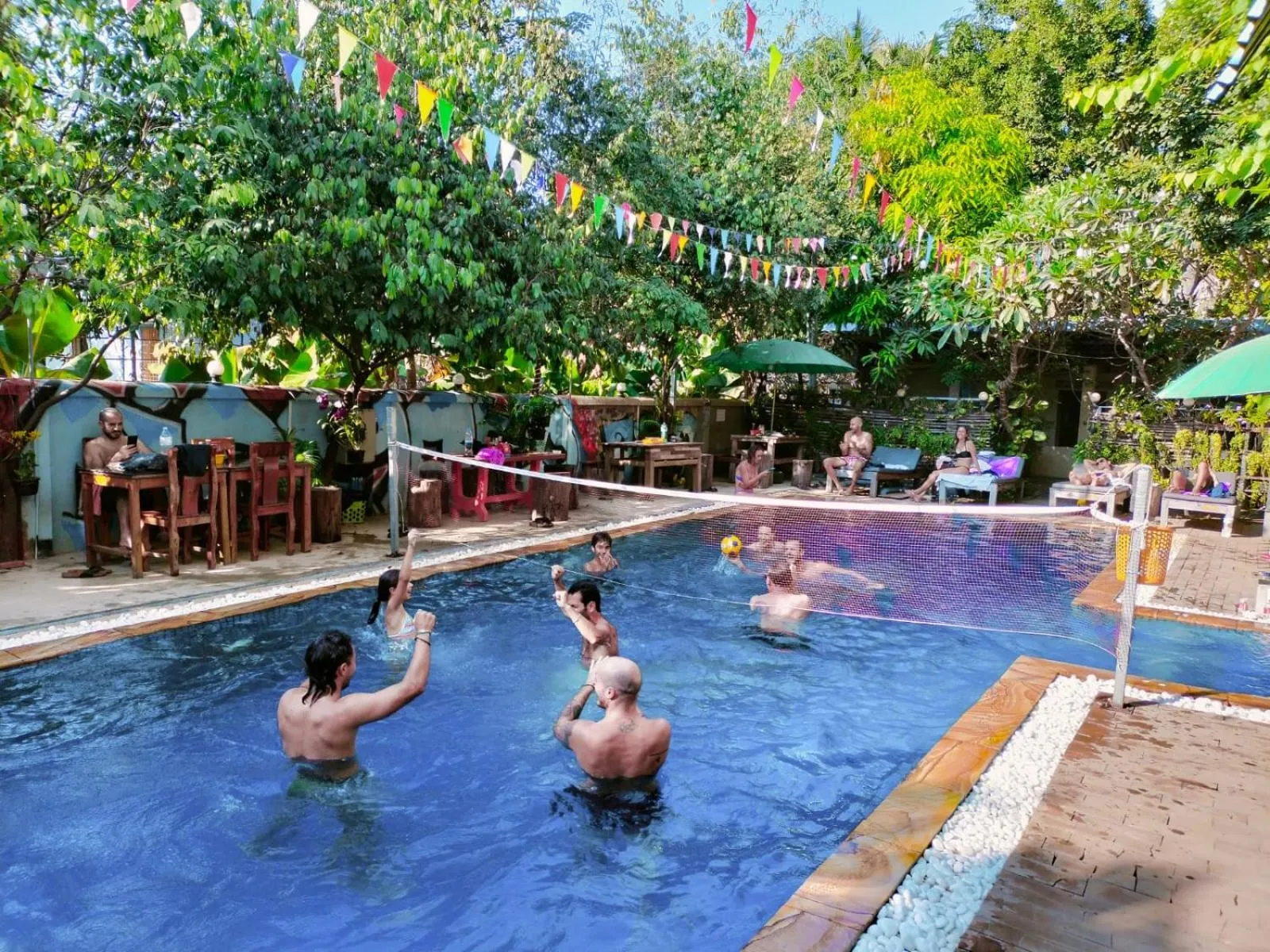 Pool view in Blue Diamond Hostel