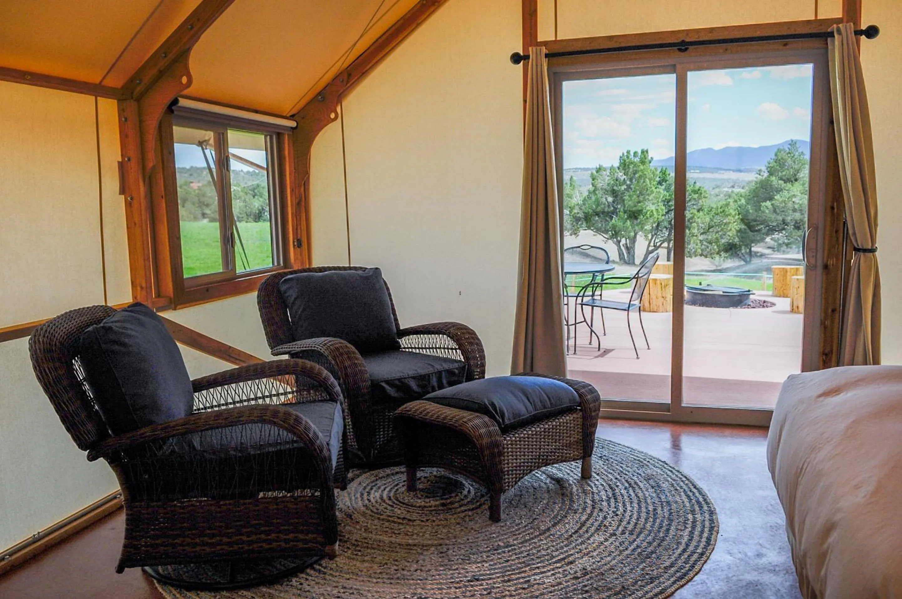 Seating area in Royal Gorge Cabins