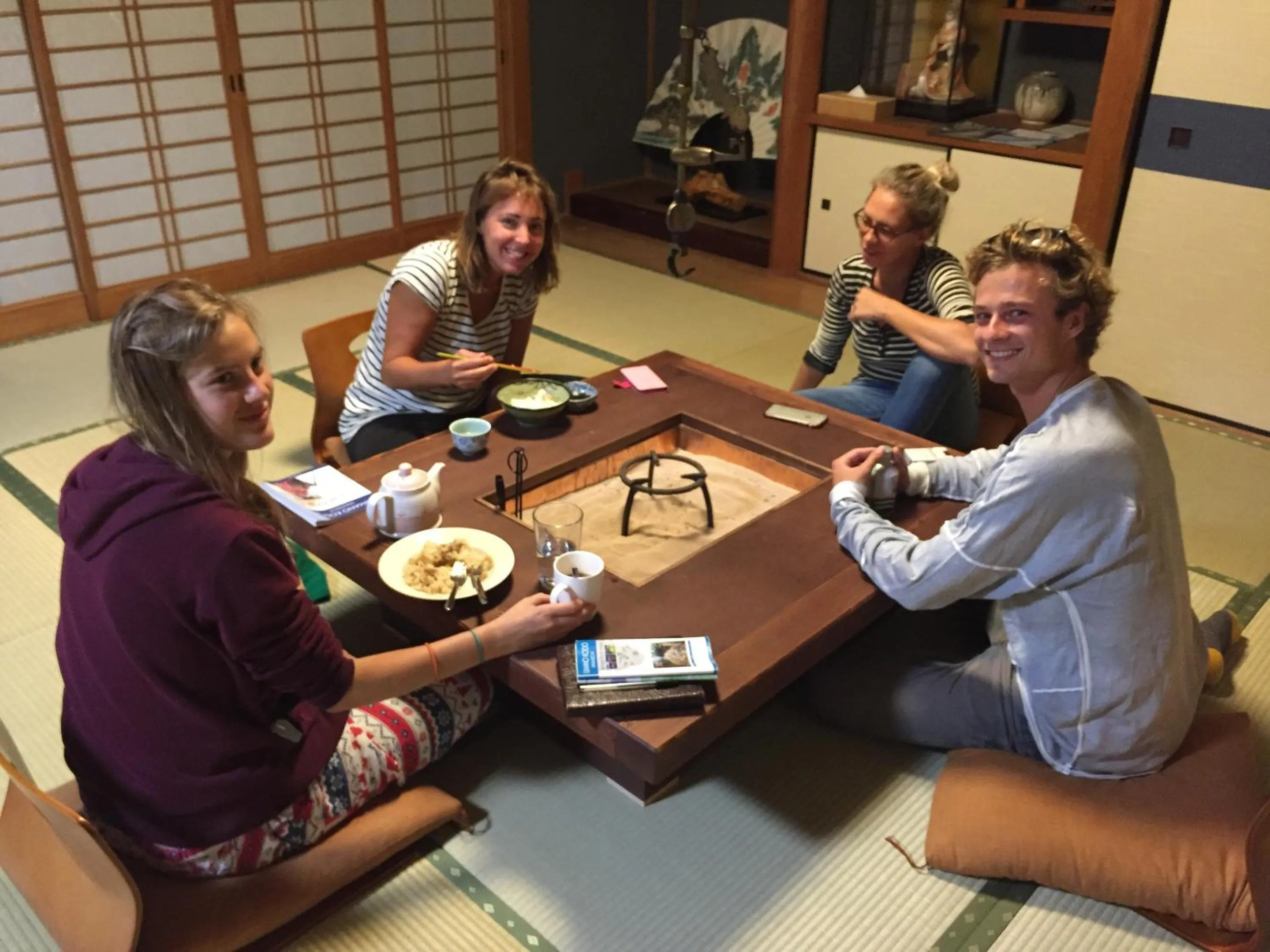 group of guests in J-Hoppers Kumano Yunomine Guesthouse