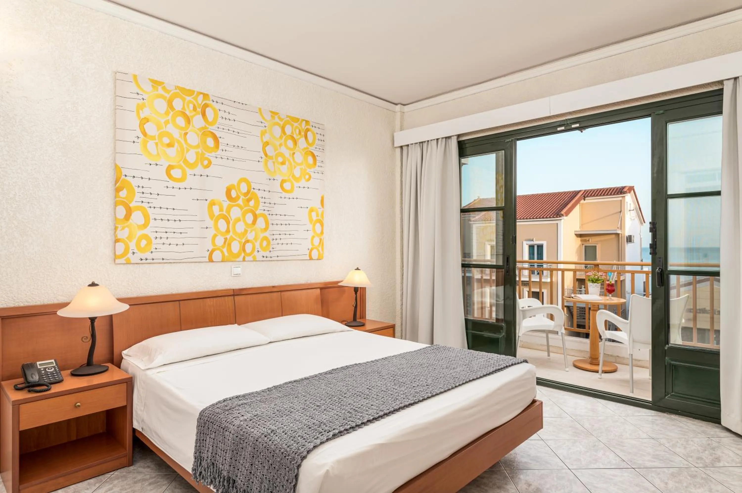 Balcony/Terrace, Bed in Hydrele Beach Hotel & Village