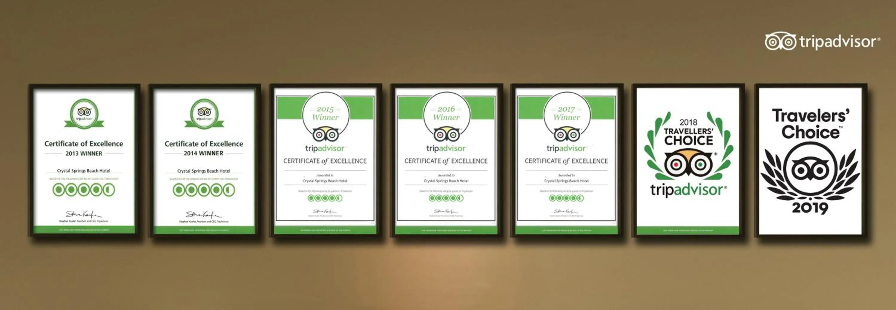 Certificate/Award in Crystal Springs Beach Hotel