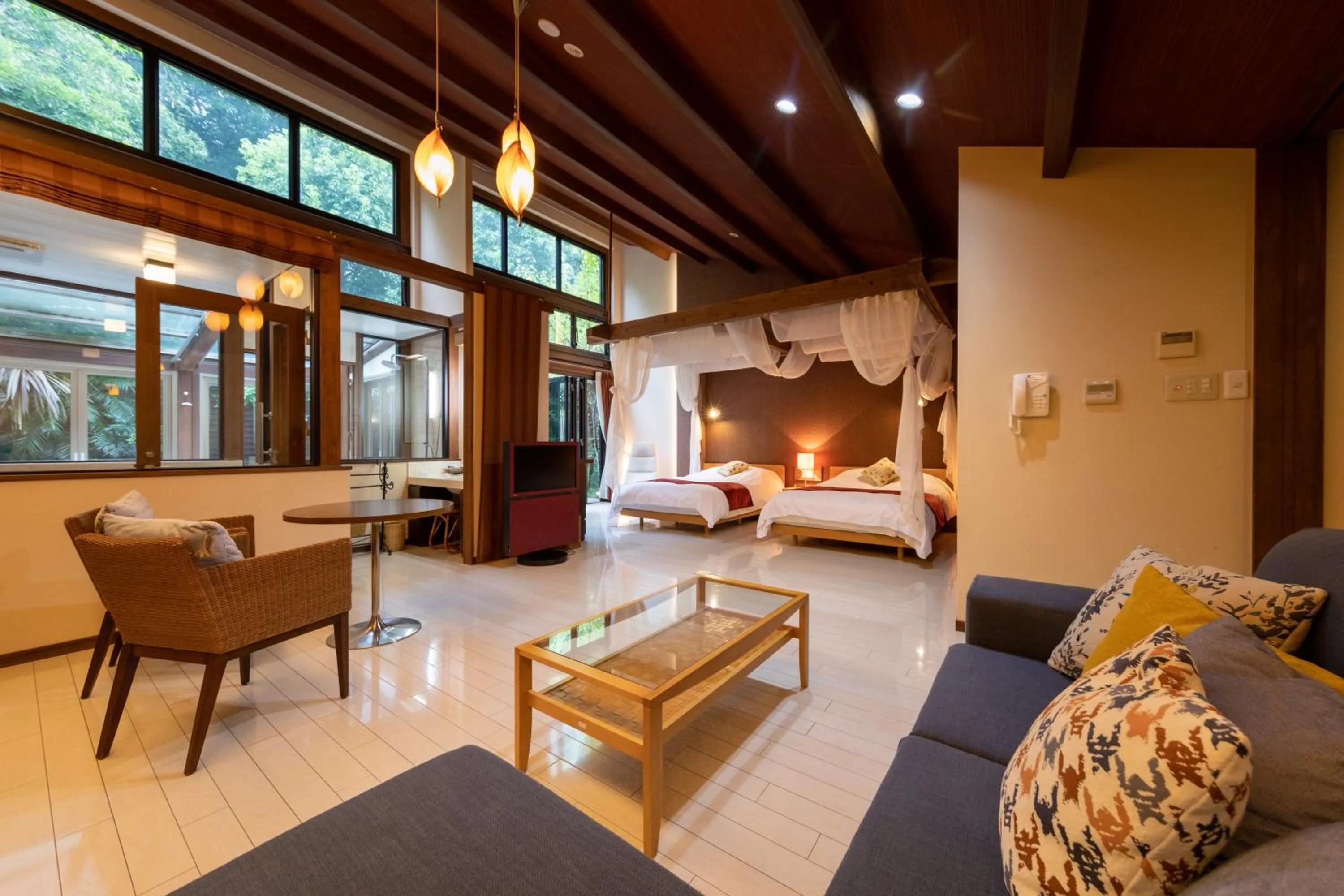 Living room, Bed in Mori no Nanakusa