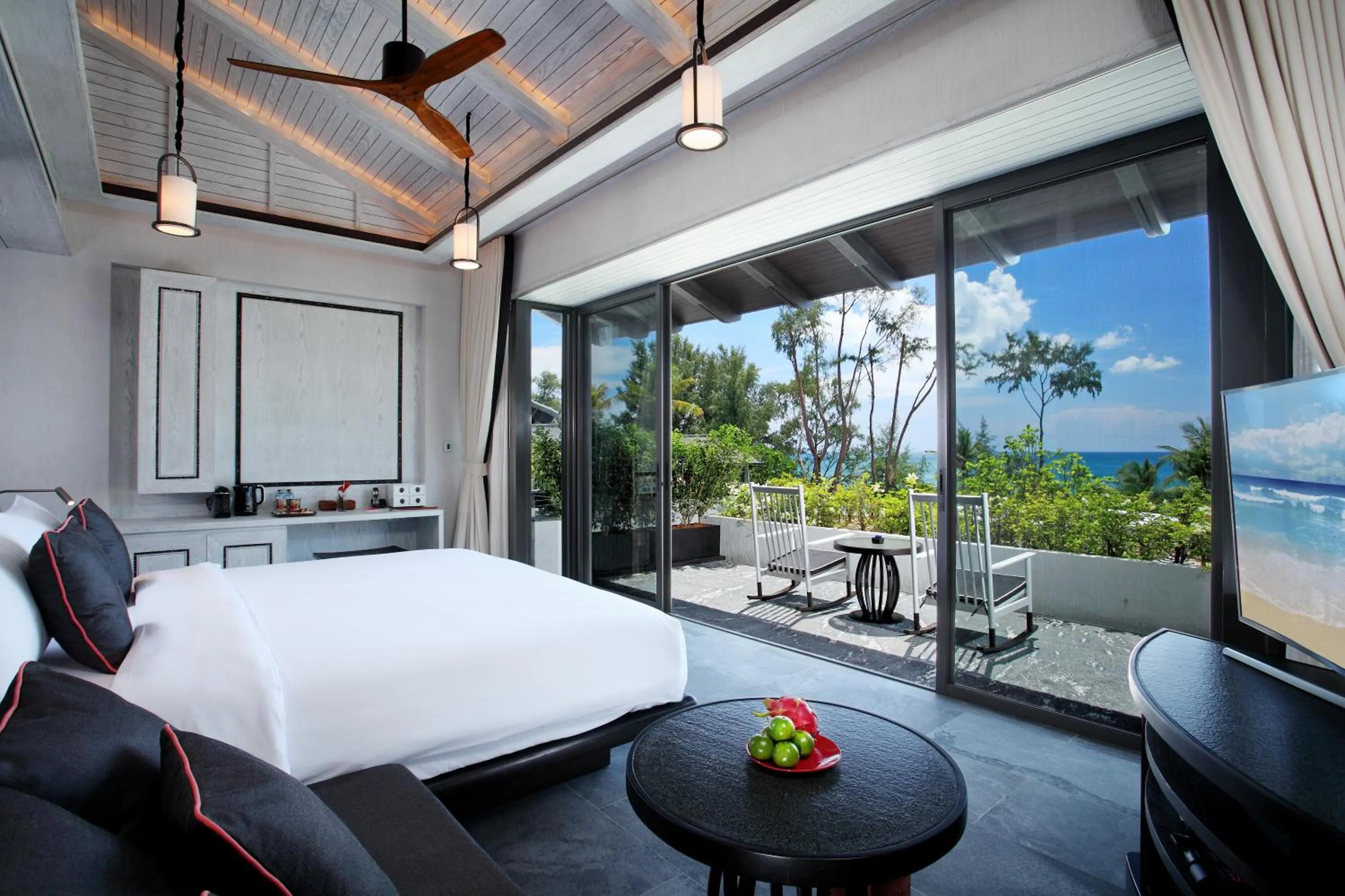 Balcony/Terrace, Bed in Baba Beach Club Natai Luxury Pool Villa Hotel by Sri panwa - SHA Plus