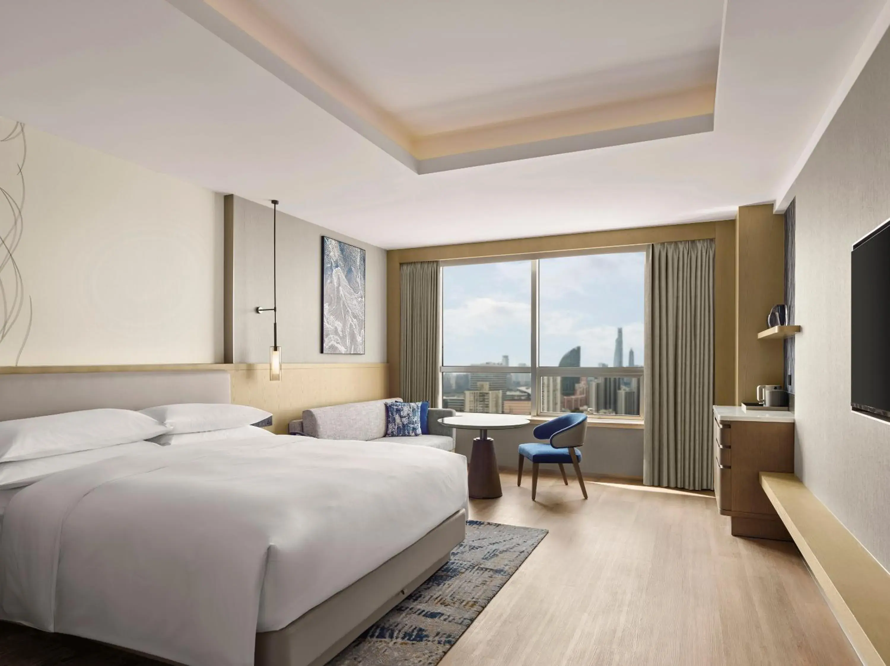 Executive King Room with Skyline View - Executive Lounge Access in Shanghai Marriott Hotel Yangpu Riverside Executive King Room with Skyline View - Executive Lounge Access in Shanghai Marriott Hotel Yangpu Riverside