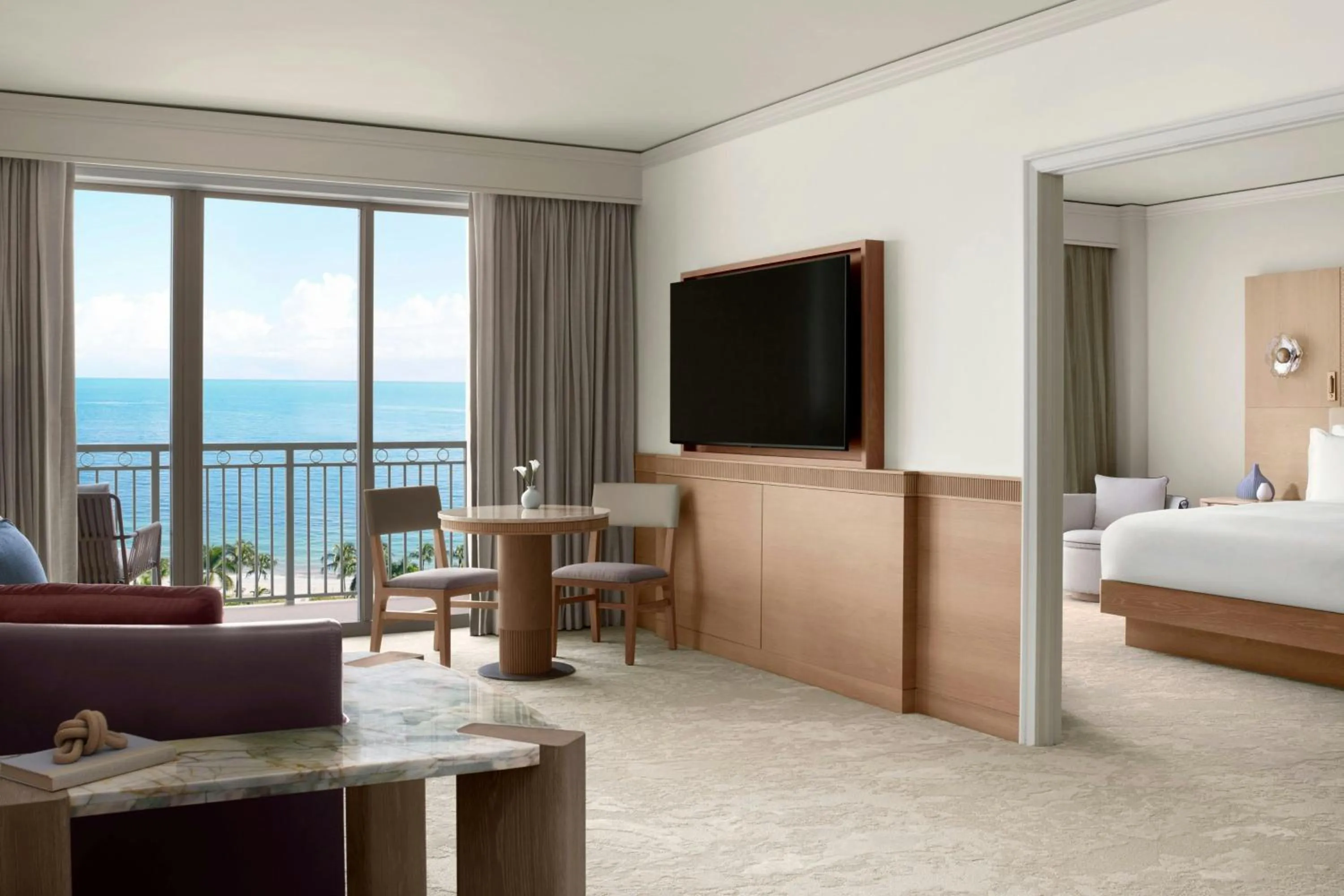 Living room, Bed in The Ritz-Carlton Key Biscayne, Miami